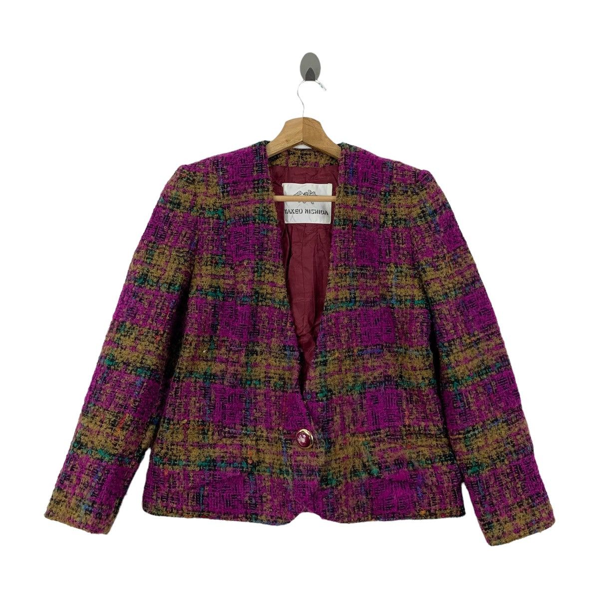 Japanese Brand TAKEO NISHIDA Japanese Brand Checkered Wool Blazer Coat Size S / US 4 / IT 40 - 1 Thumbnail