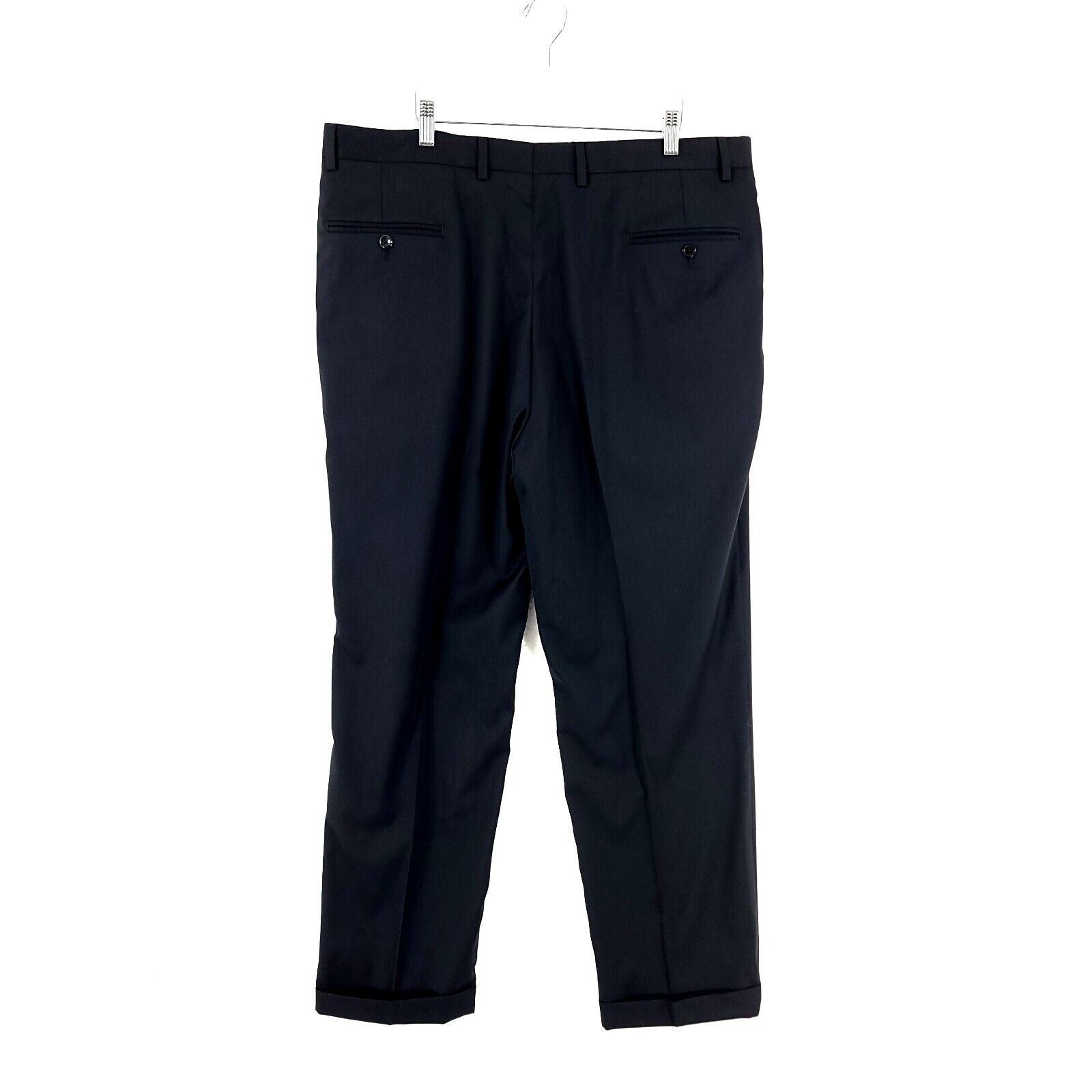 Jos. A. Bank Jos A Bank Traditional Black Wool Pleated Cuffed High Rise D Size 38R - 3 Thumbnail