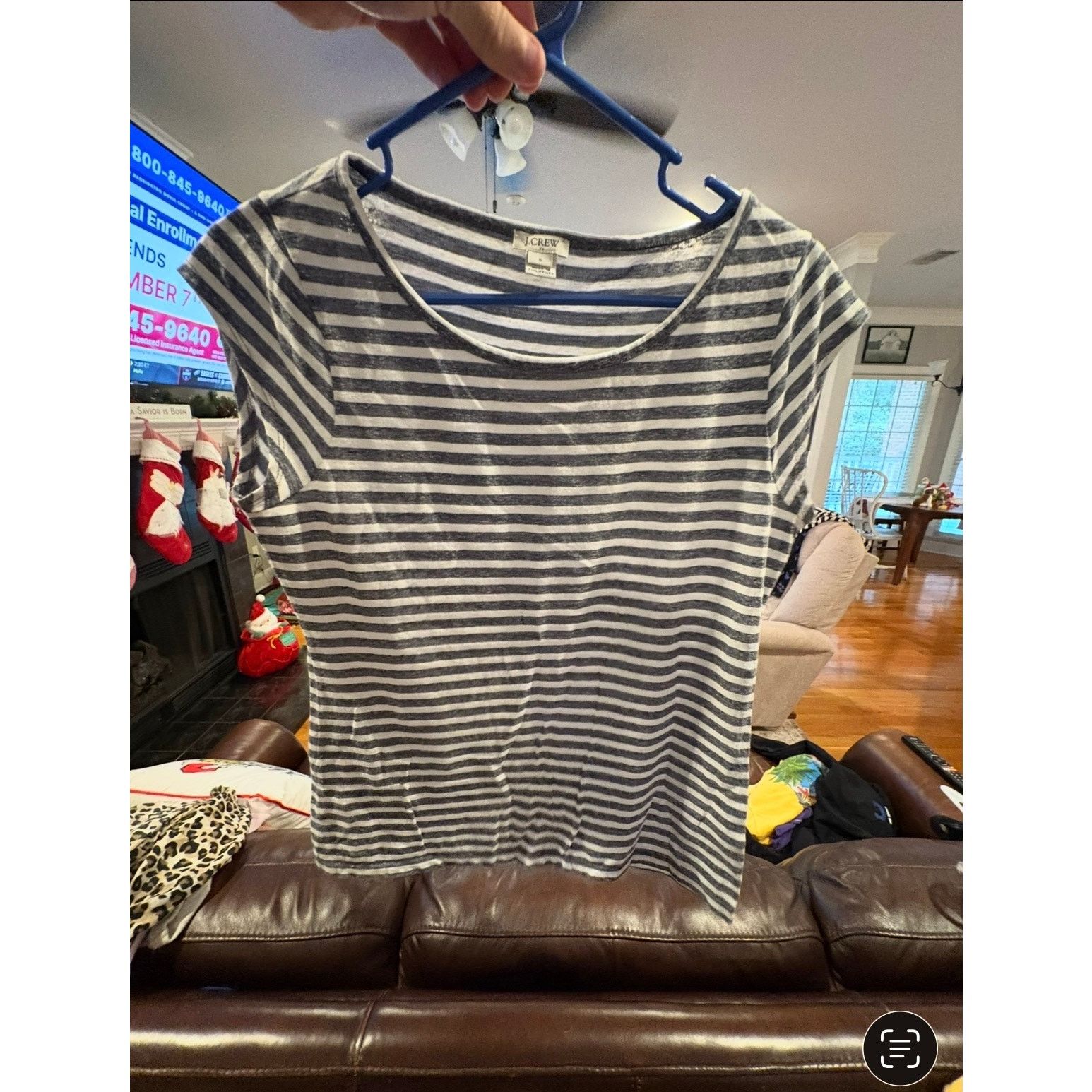 J.Crew J.Crew Women’s Small S Gray White Striped Short Sleeve Tee Size S / US 4 / IT 40 - 2 Thumbnail