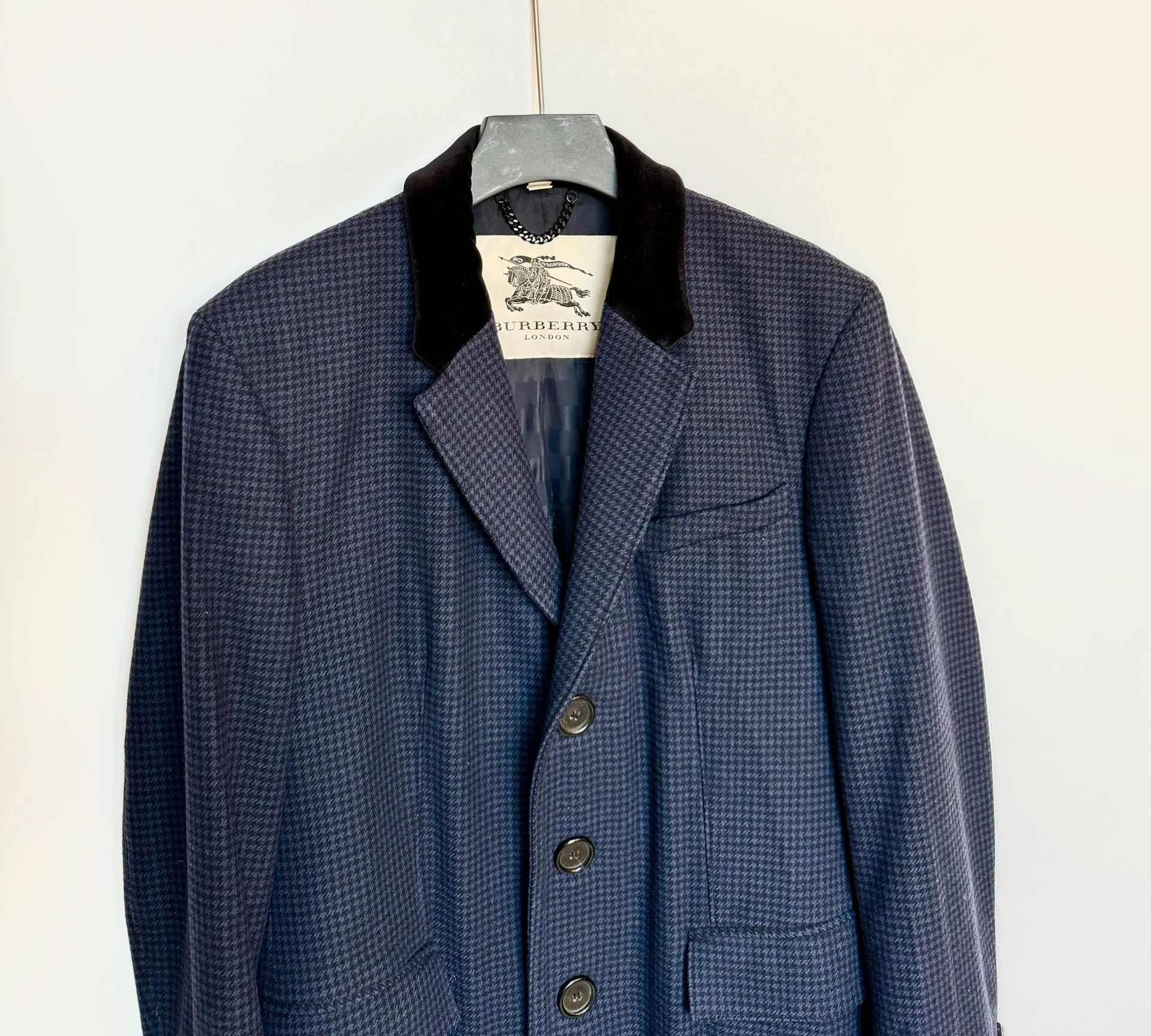 Burberry Burberry Check Wool Cashmere Chester Coat Navy 54 Size US L / EU 52-54 / 3 - 3 Thumbnail