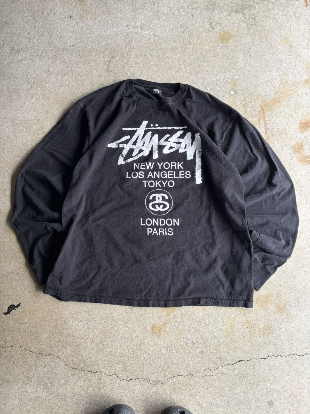 Stussy Vintage Stussy Double Sided World Tour Boxy Faded Longsleeve Size US XL / EU 56 / 4 - 1 Thumbnail