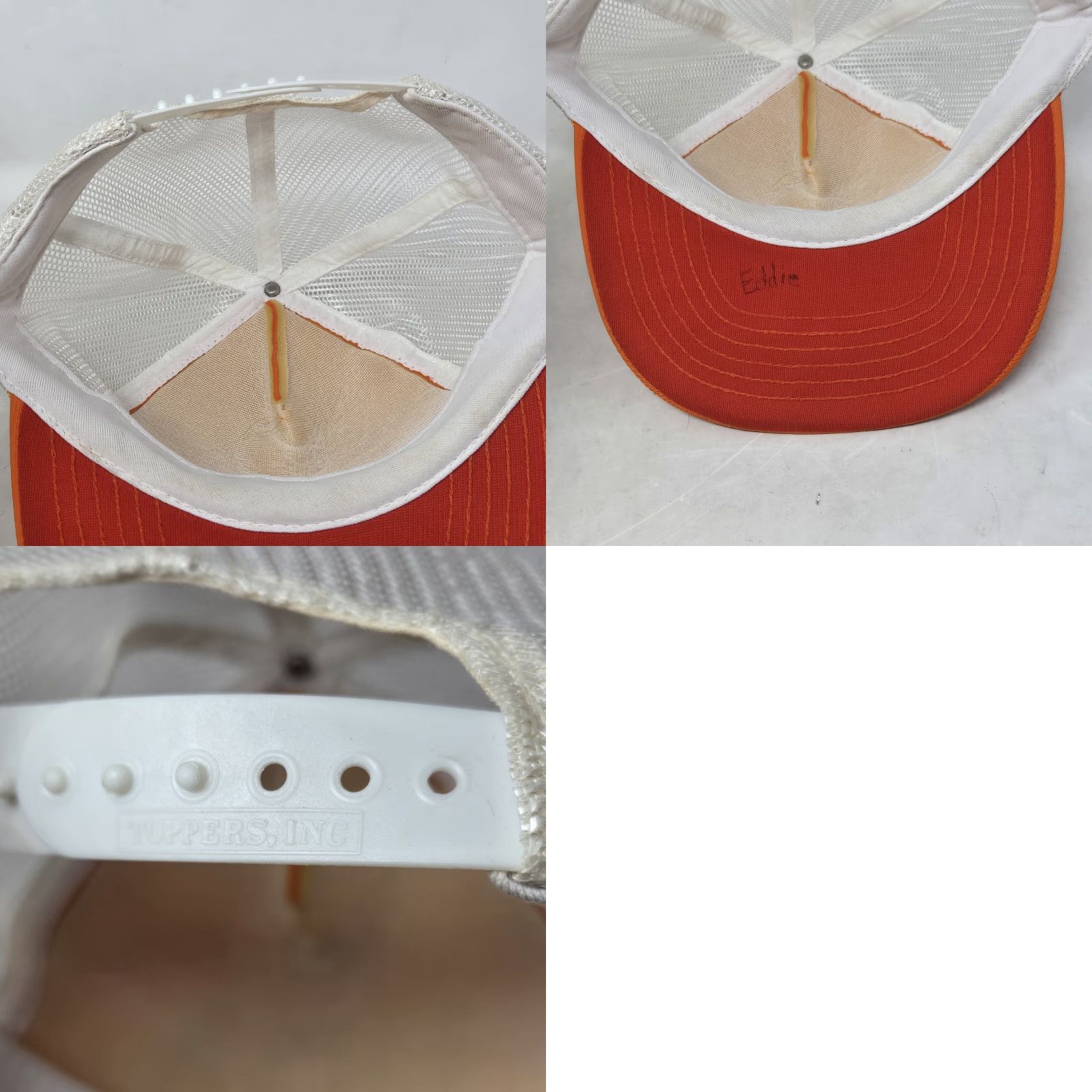 FELT VINTAGE HaT Trucker Hat Cap Orange White Black Felt Letters Adjustable Cap Size ONE SIZE - 8 Thumbnail