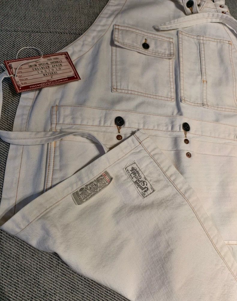 Freewheelers Freewheelers White Canvas Work Apron-2506 Size ONE SIZE - 1 Thumbnail