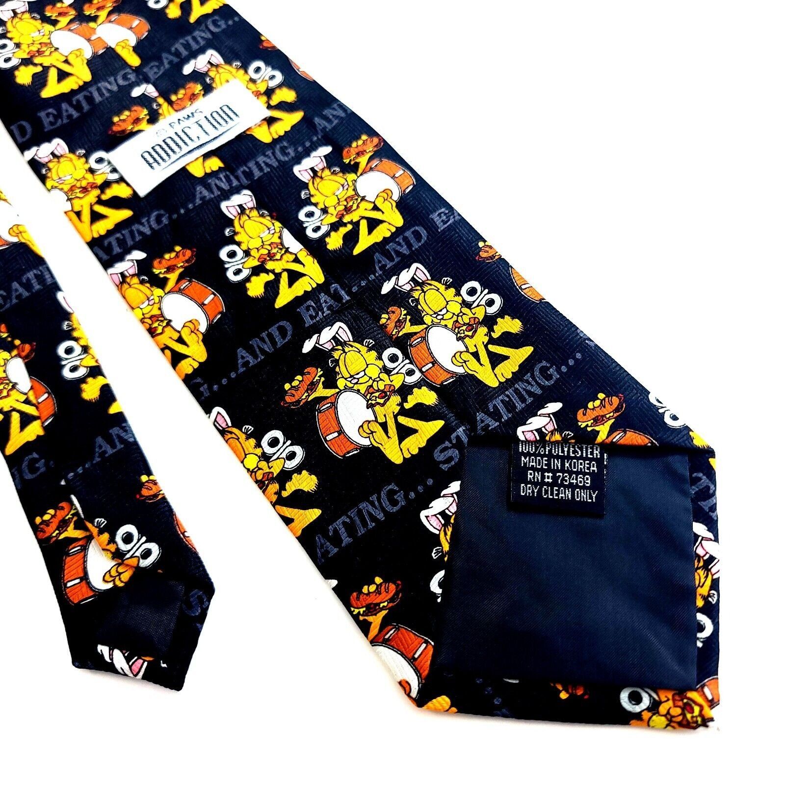 Designer Paws Addiction Black Garfield Black Wide Tie Size ONE SIZE - 5 Thumbnail