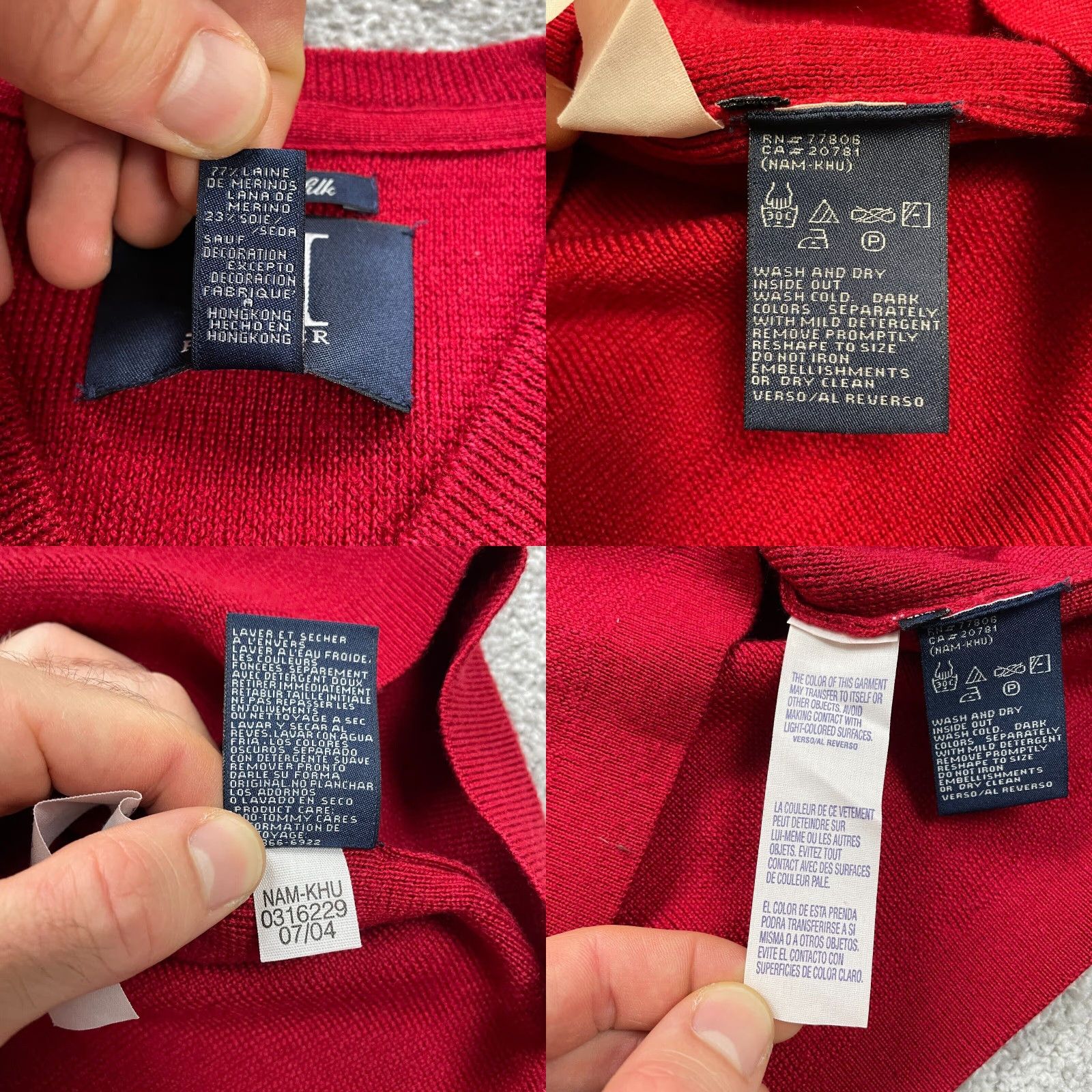 Vintage VINTAGE Hilfiger Wool Silk Pullover Sweater Womens Small Red V-Neck Knitted Top Casual Office Size S / US 4 / IT 40 - 8 Thumbnail