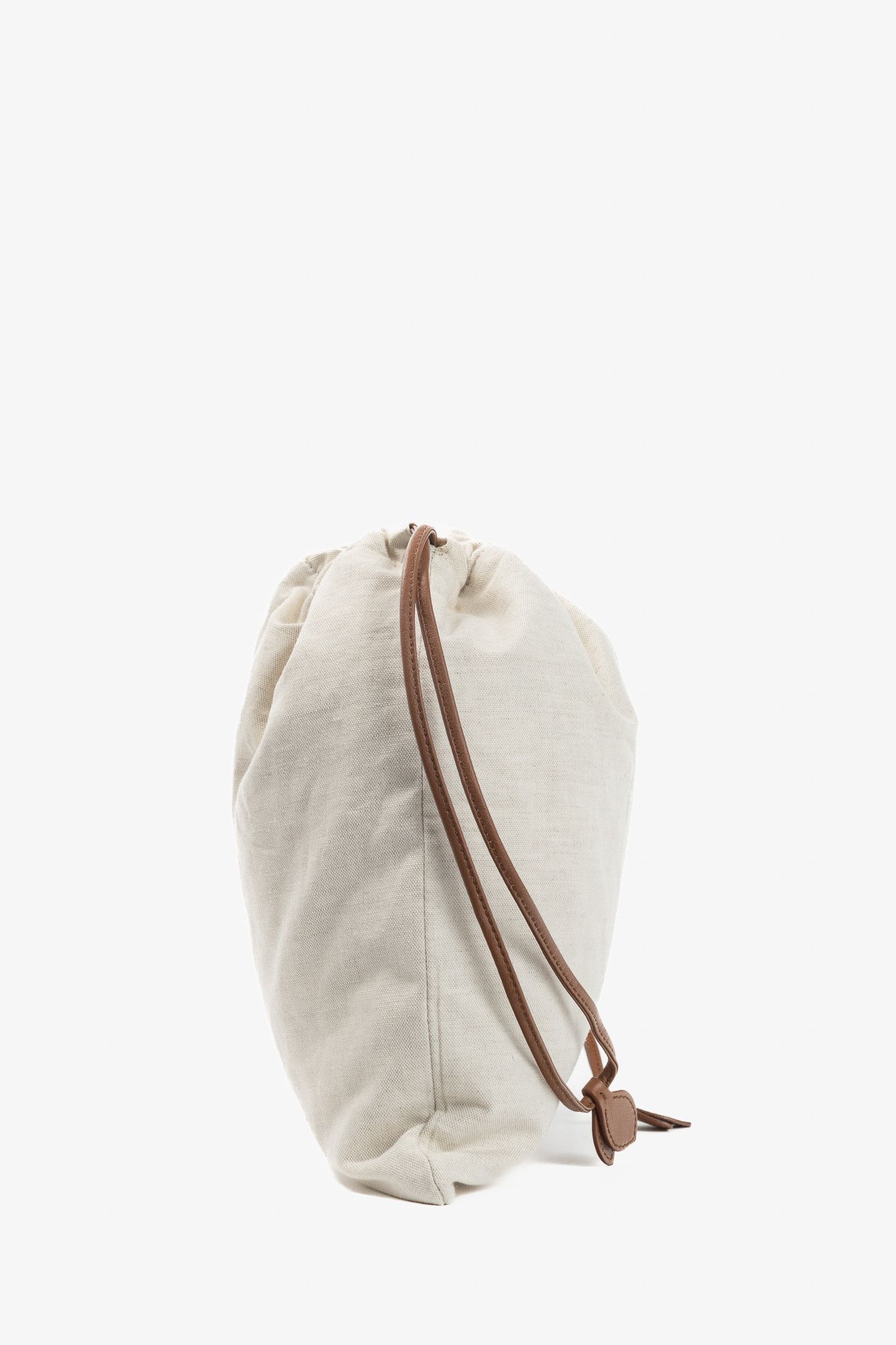 Miu Miu Miu Miu SS/24 Beige Canvas Logo-Embroidered Drawstring Pouch Size ONE SIZE - 3 Thumbnail