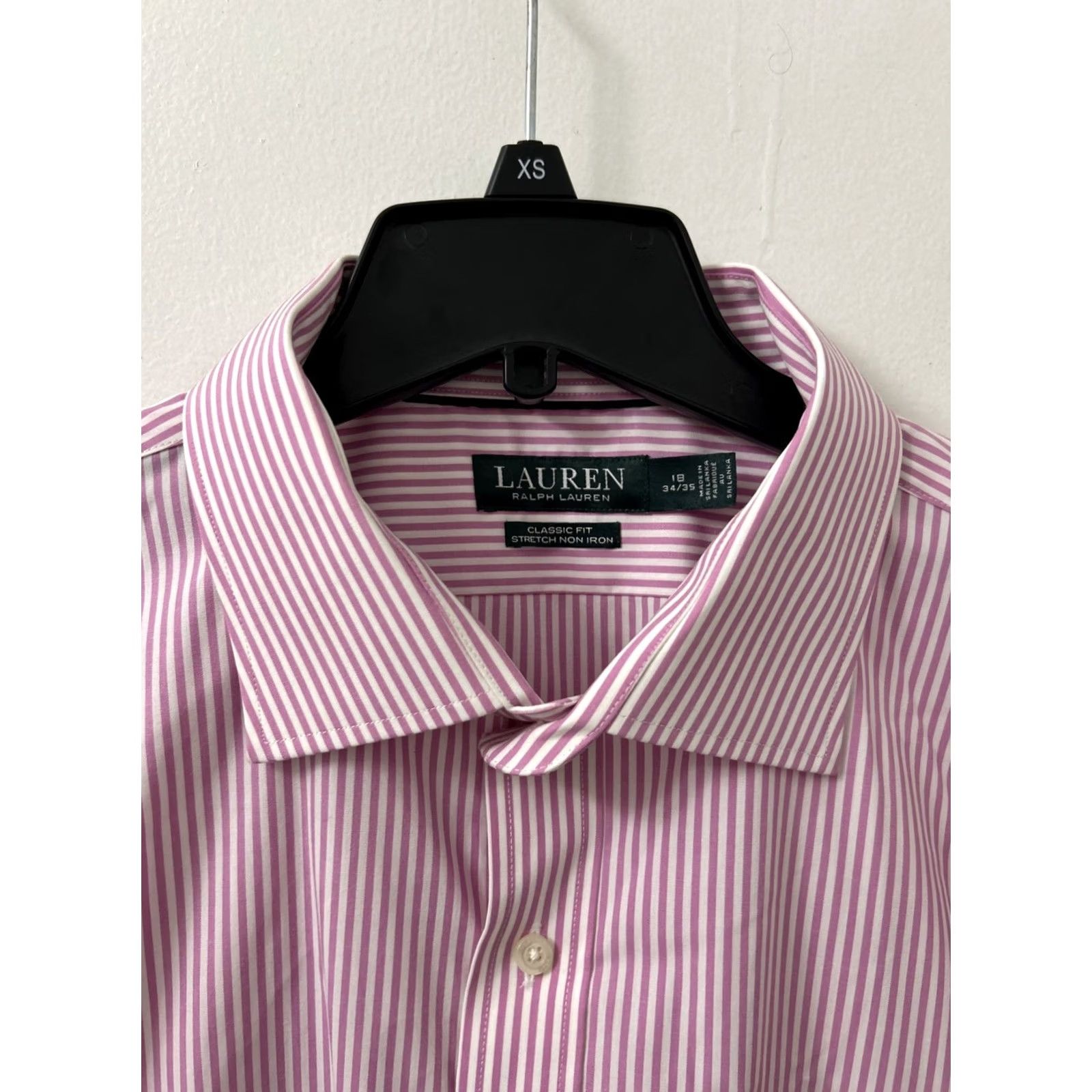 Ralph Lauren Lauren Ralph Lauren Shirt Men 18 Pink White Striped Classic Fit Stretch Non Iron Dress Shirt Button-Down Collar Mens Size US XXL / EU 58 / 5 - 5 Thumbnail
