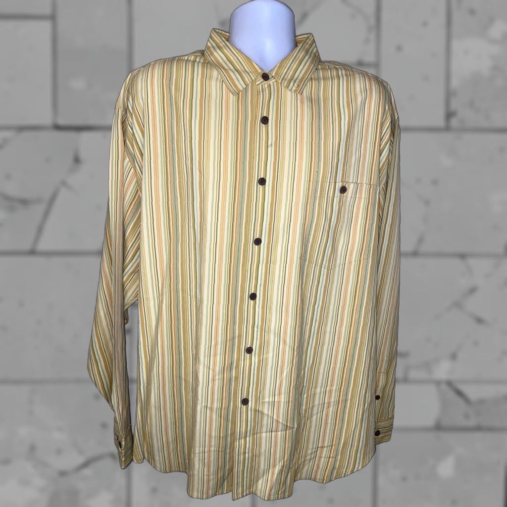 Tommy Bahama Tommy Bahama Shirt XL Men Yellow Striped Silk Long Sleeve Button-Up Collared Regular Size Type Size XL Size US XL / EU 56 / 4 - 1 Thumbnail