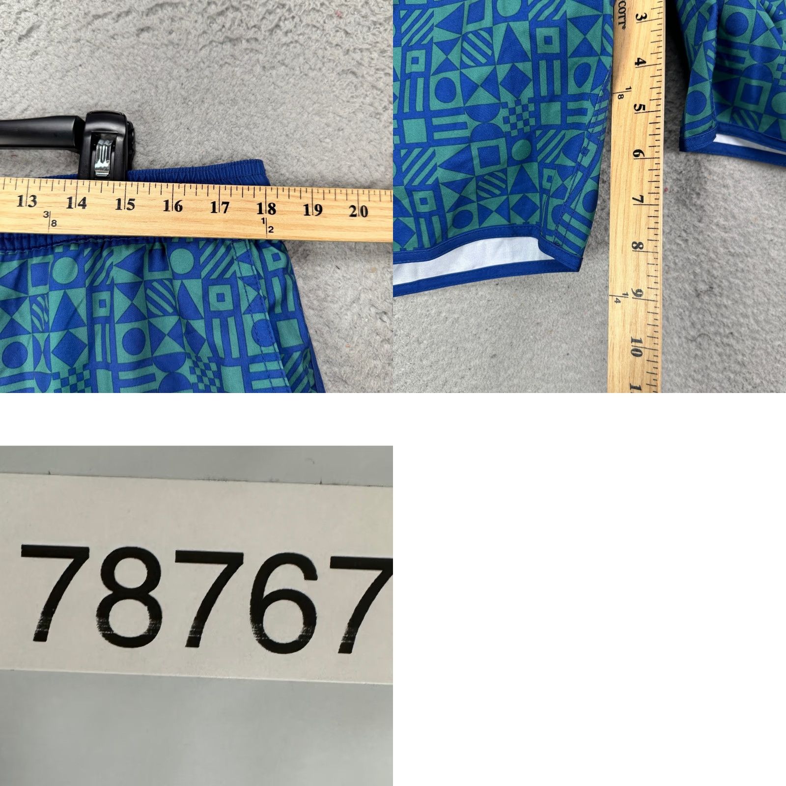 Vintage Fair Harbor Board Shorts Mens 2XL Blue Geometric Drawstring Pocket Elastic Waist Size US 39 - 8 Thumbnail