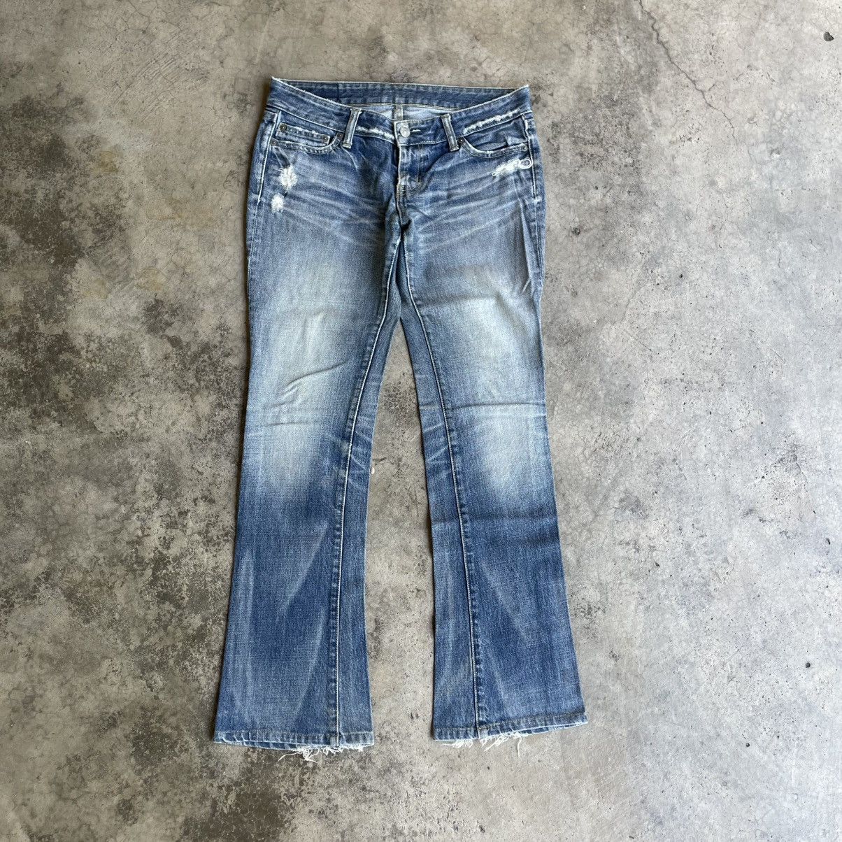 MOUSSY 🔥Vintage Moussy Stoned Washed Ripped Distress Flare Jeans Size 31" - 1 Thumbnail