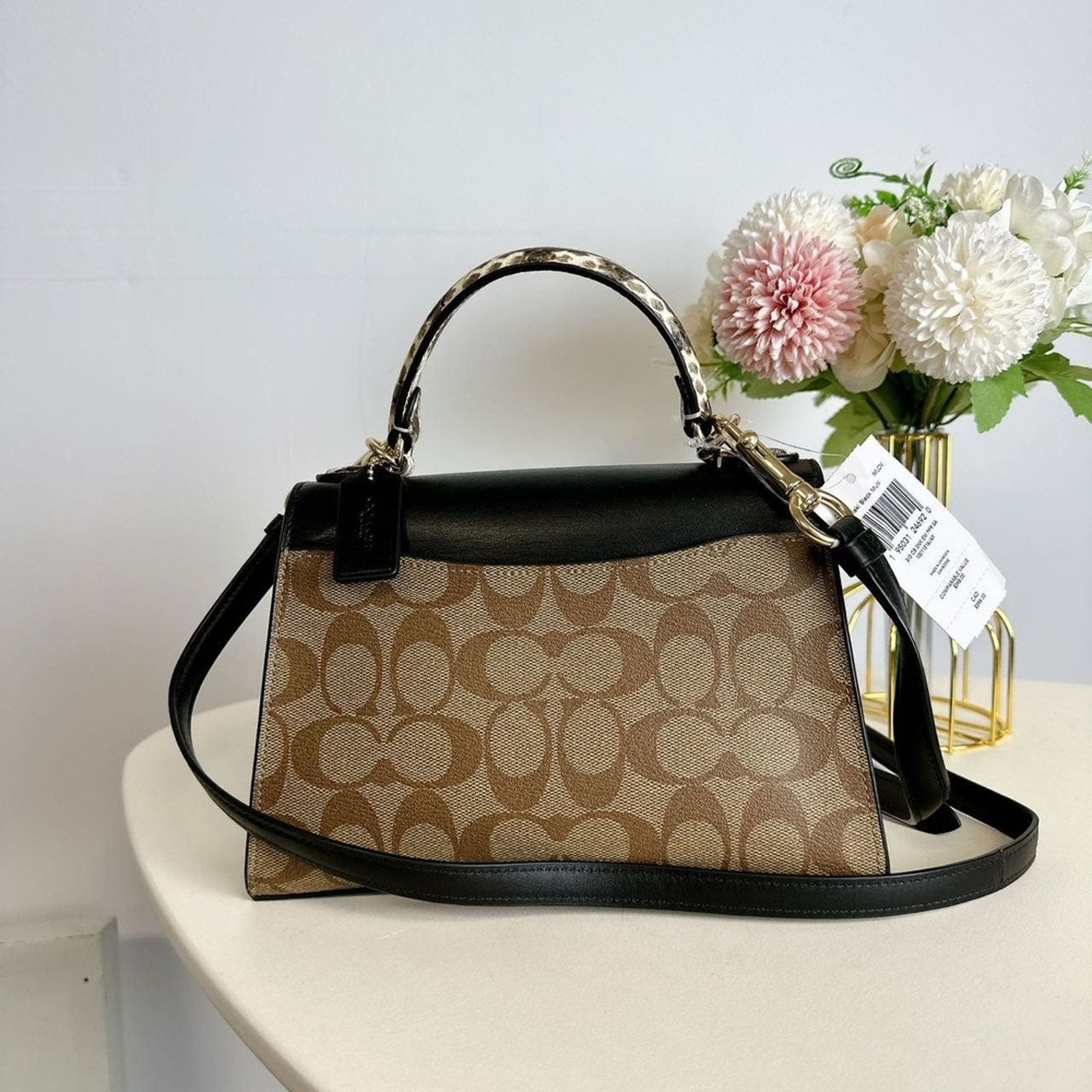 Coach Coach C1325 Pepper Satchel In Signature Canvas IN Khaki Blk Size ONE SIZE - 3 Thumbnail