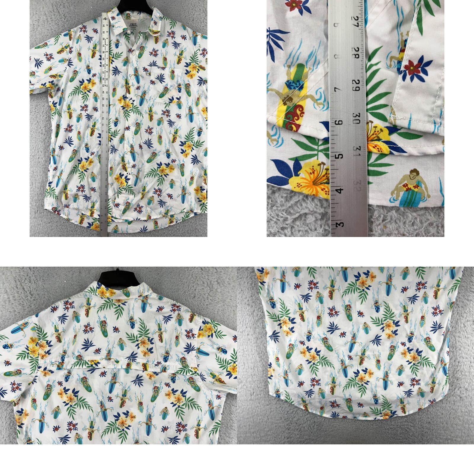 Izod IZOD Shirt Mens XL White Floral Surfers Palm All Over Print Flower Hawaiian Button-Up Size US XL / EU 56 / 4 - 9 Thumbnail