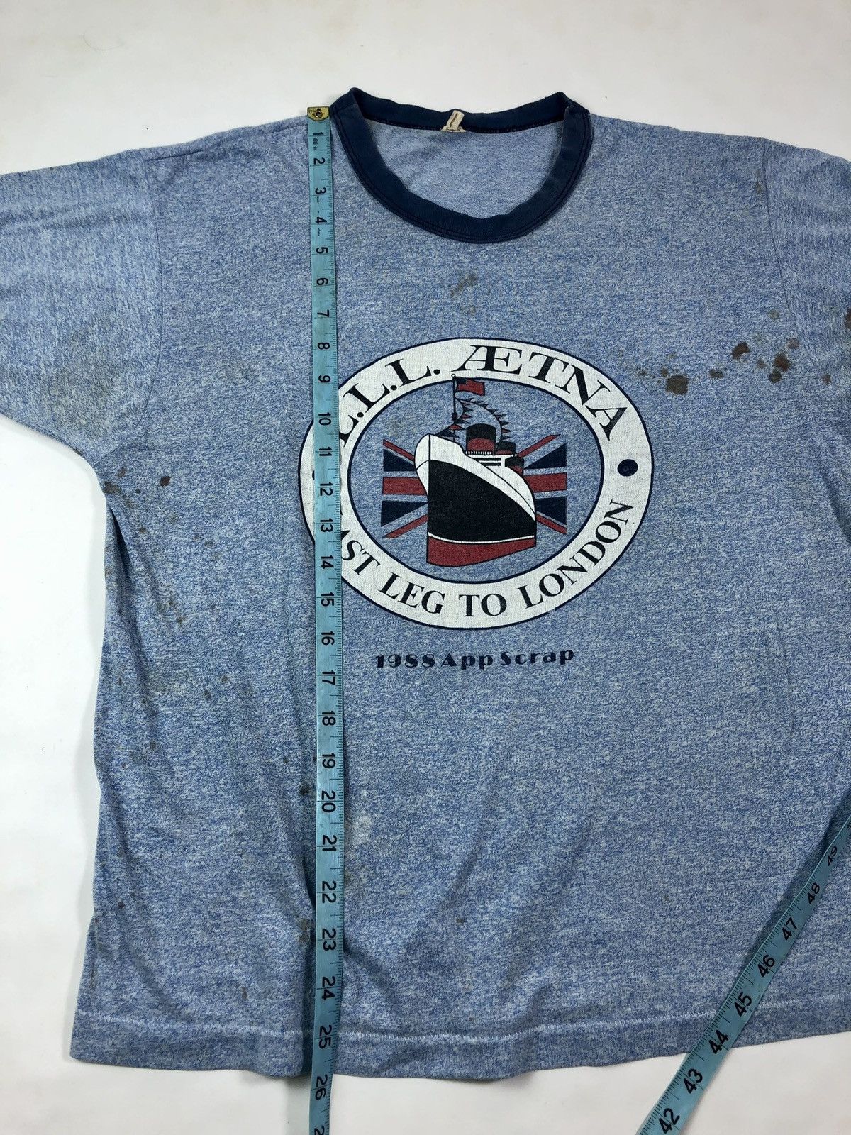 Vintage Vintage 80s Ship Nautical Distressed Ringer T-Shirt Size US S / EU 44-46 / 1 - 10 Thumbnail
