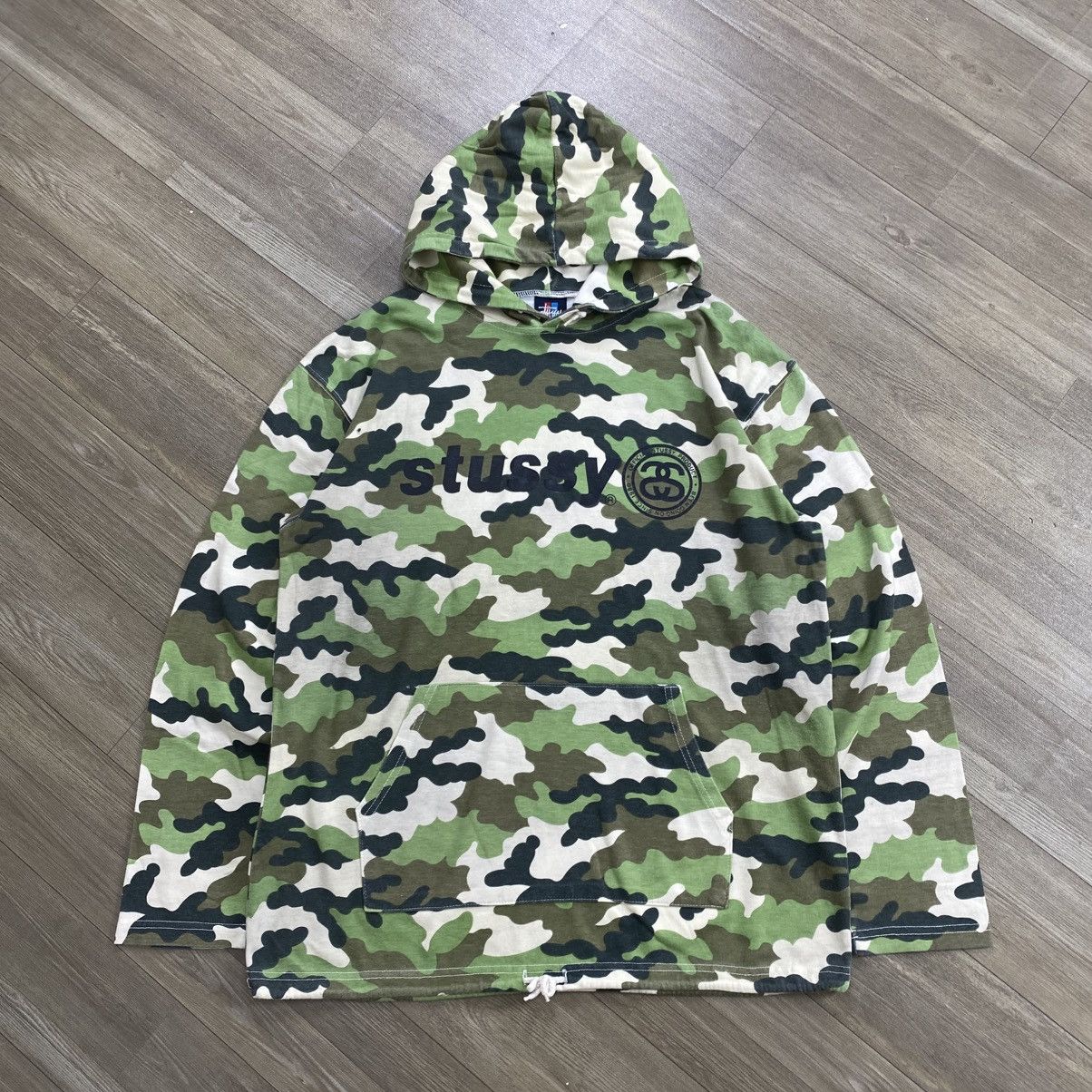 Stussy 90s Vintage Stüssy Camouflage Japan Spell Out Logo Hoodie Size US L / EU 52-54 / 3 - 1 Thumbnail