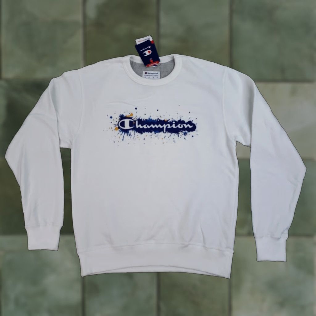 Champion Champion Sweatshirt Men Medium White Crew Neck Long Sleeve Casual Paint Splatter Size US M / EU 48-50 / 2 - 1 Thumbnail