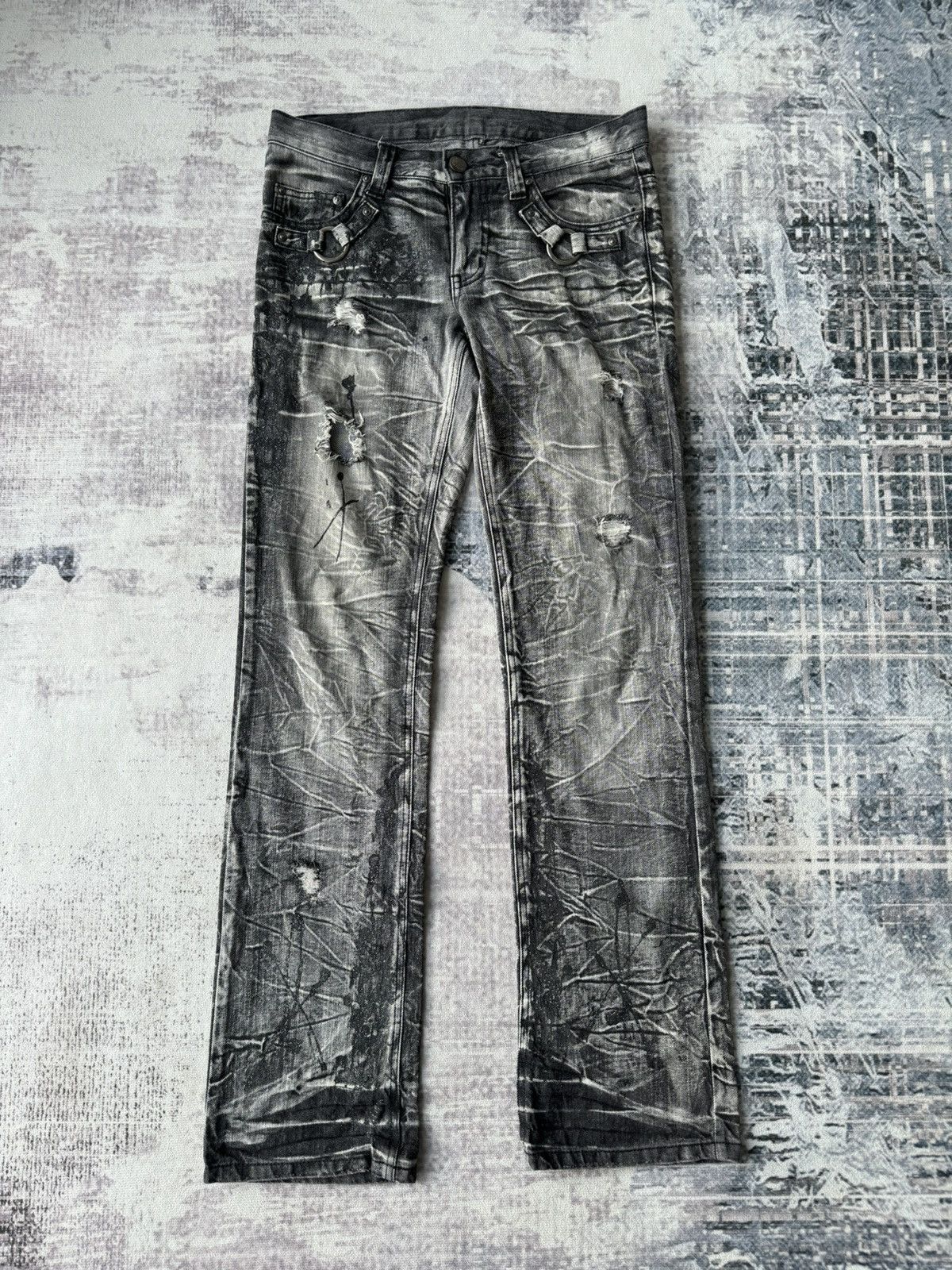 Japanese Brand × Tornado Mart × Vintage Vintage Agate Splash Tactical Flared Denim / GOA Style Size US 33 - 1 Thumbnail