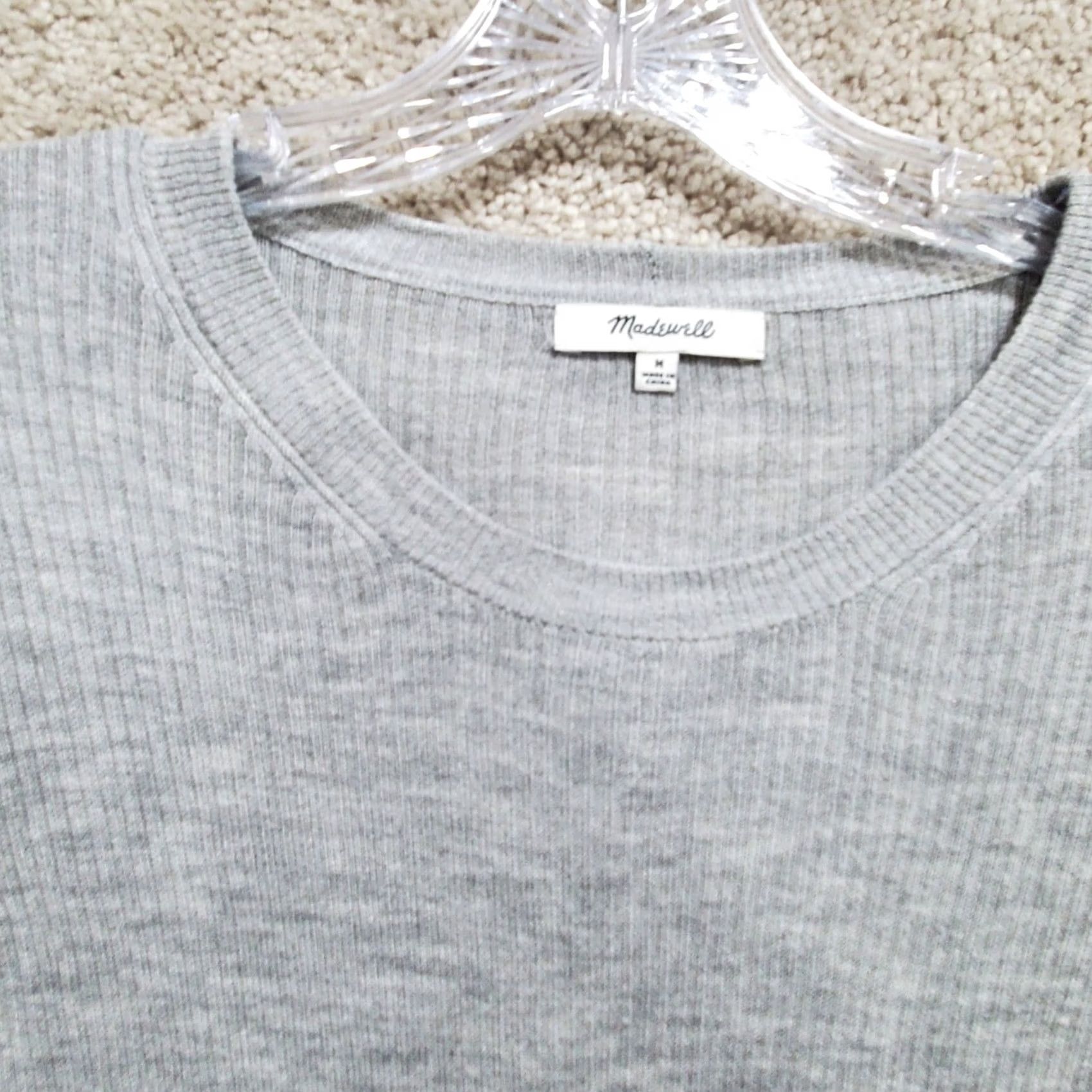Madewell Madewell Classic Ribbed Knit Blouse - Medium Gray Size M / US 6-8 / IT 42-44 - 5 Thumbnail