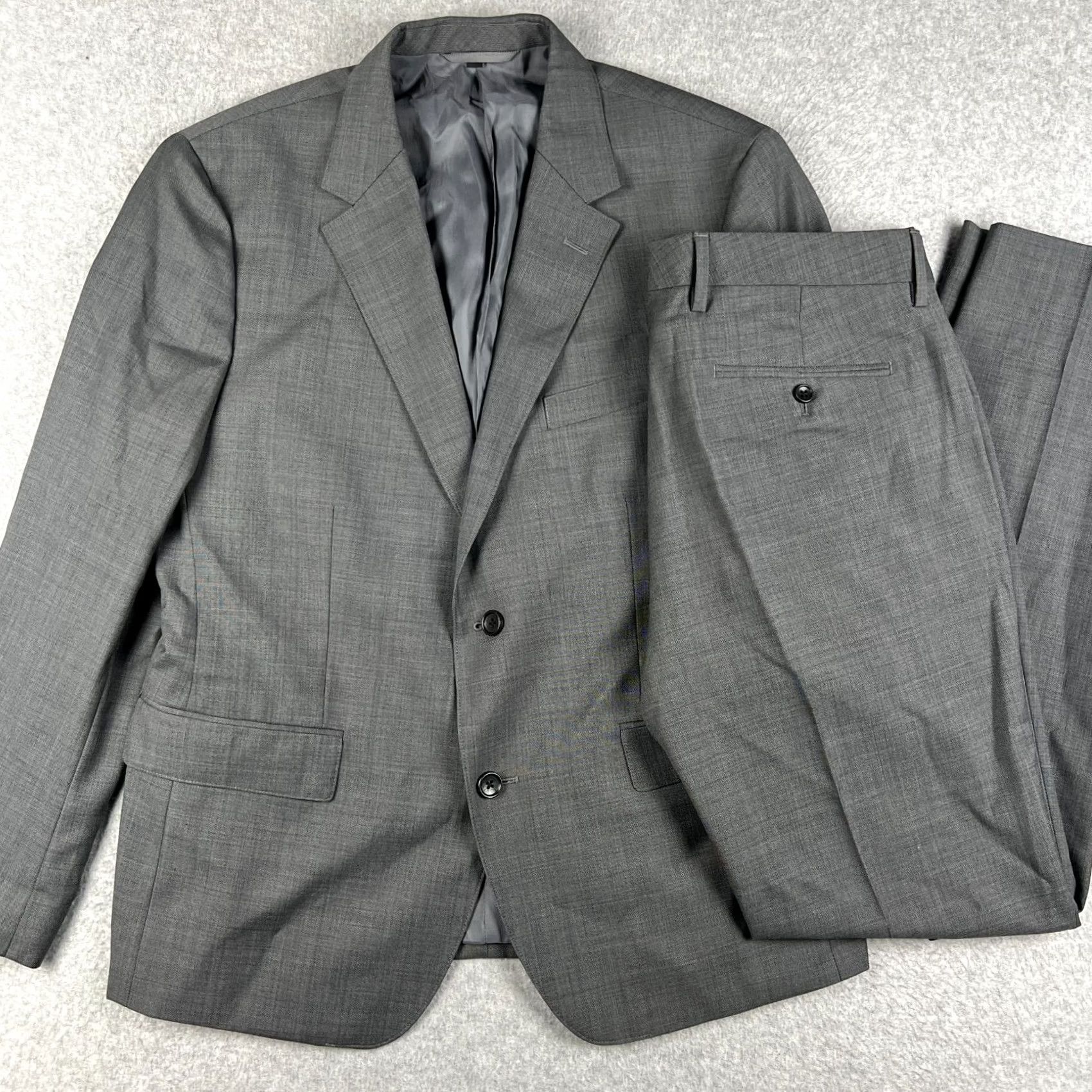 Bonobos Bonobos Wool Suit Set Blazer Coat Pants 42S Mens 34x32 Grey Standard Fit 2 Piece Suit Wedding Business Workwear Mens Size 42R - 2 Thumbnail