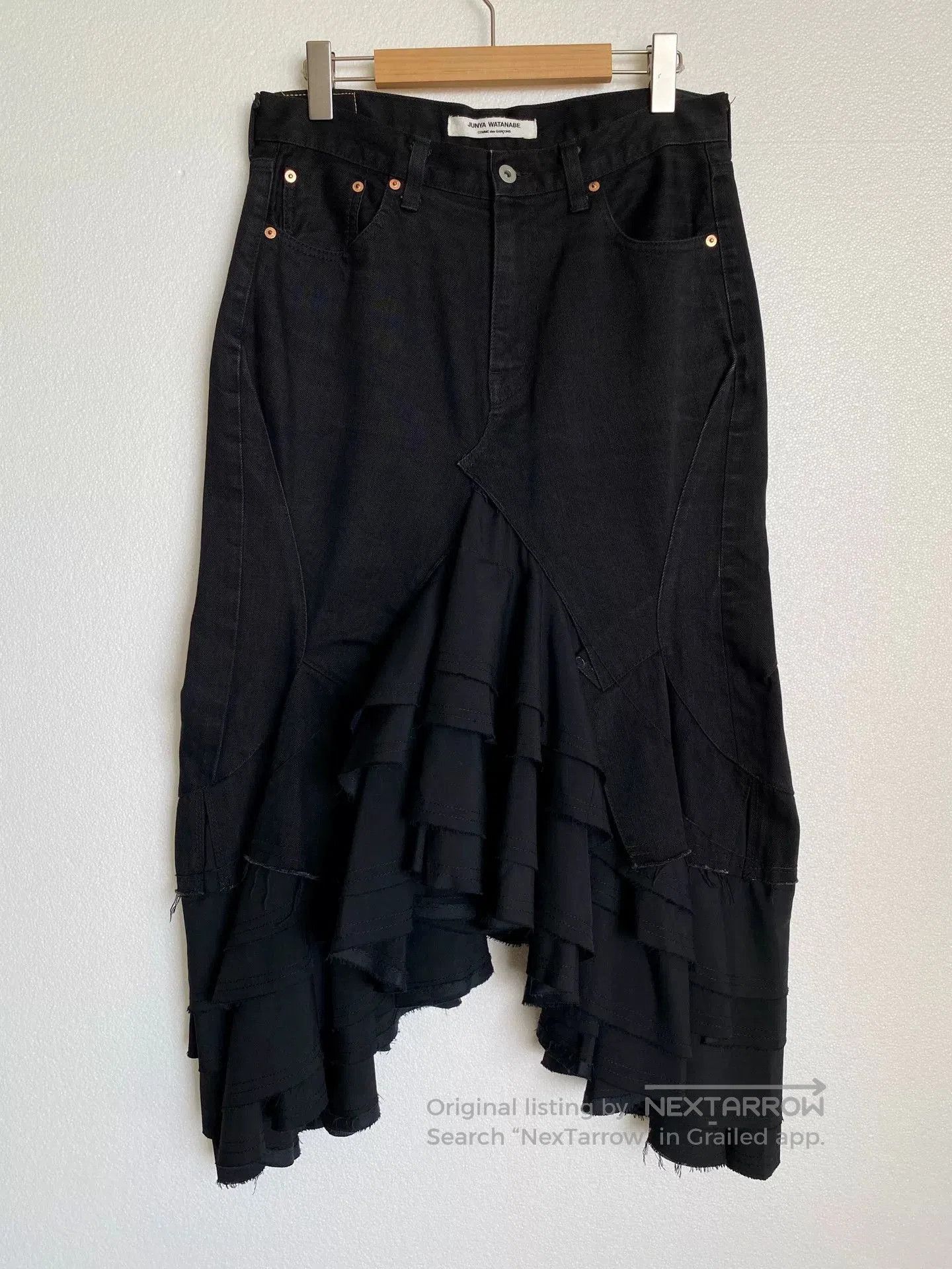 junya watanabe vintage black denim skirt.