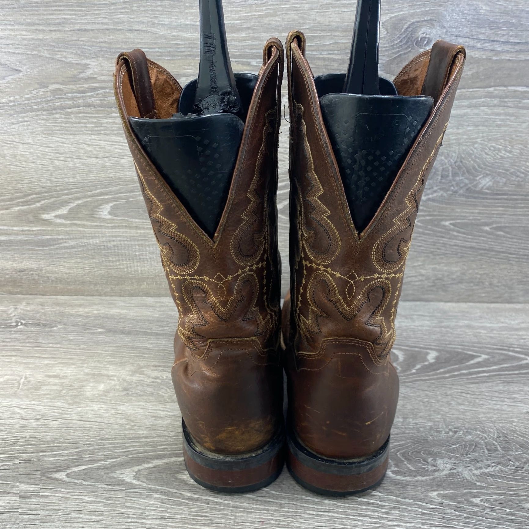 Dan Post VINTAGE Dan Post Mens 11 D Cowboy boots Brown Leather Square Toe Western Shirt Boots? Size US 11 / EU 44 - 6 Thumbnail