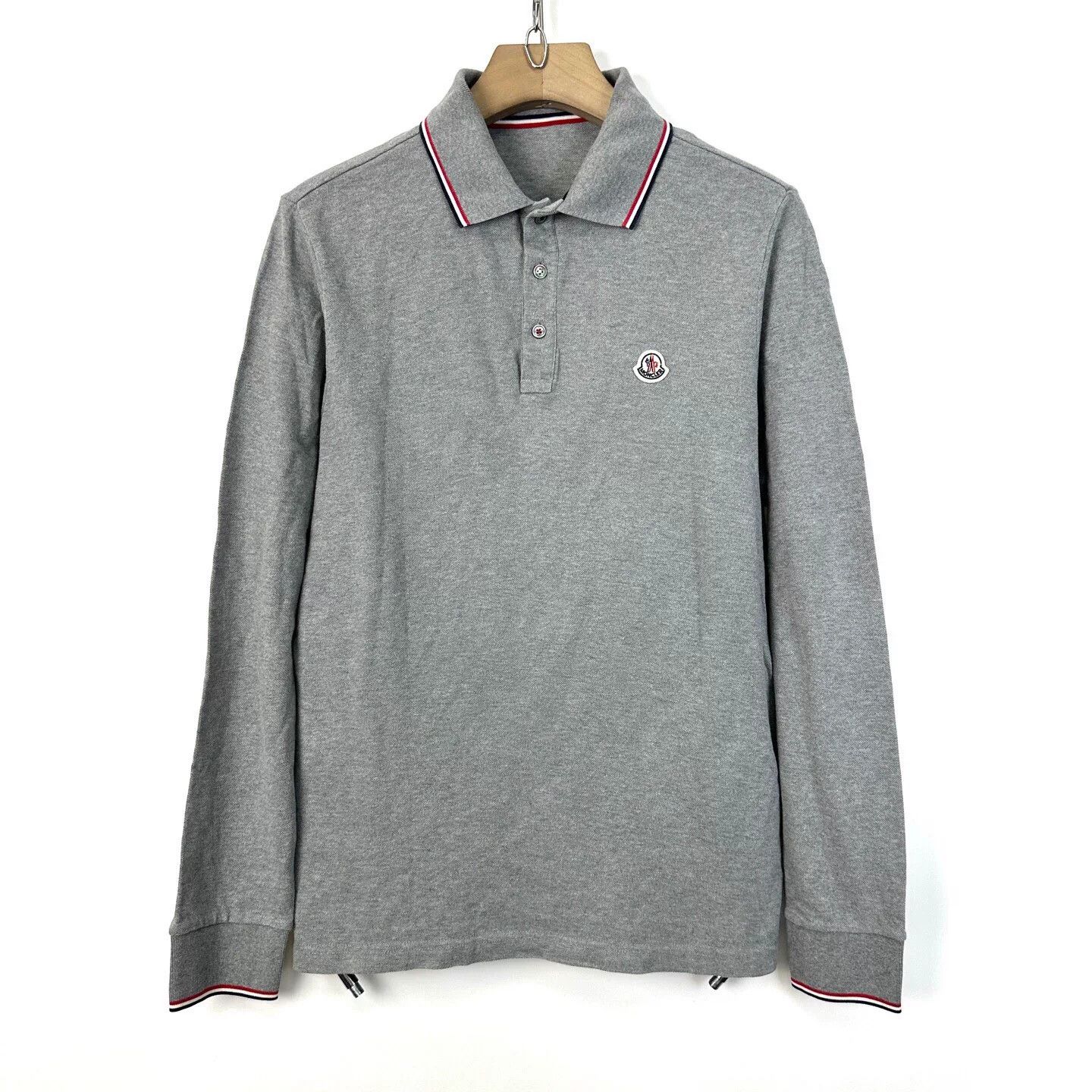 Moncler Moncler Gray Embroidered Logo Long Sleeve Polo Size US L / EU 52-54 / 3 - 1 Thumbnail