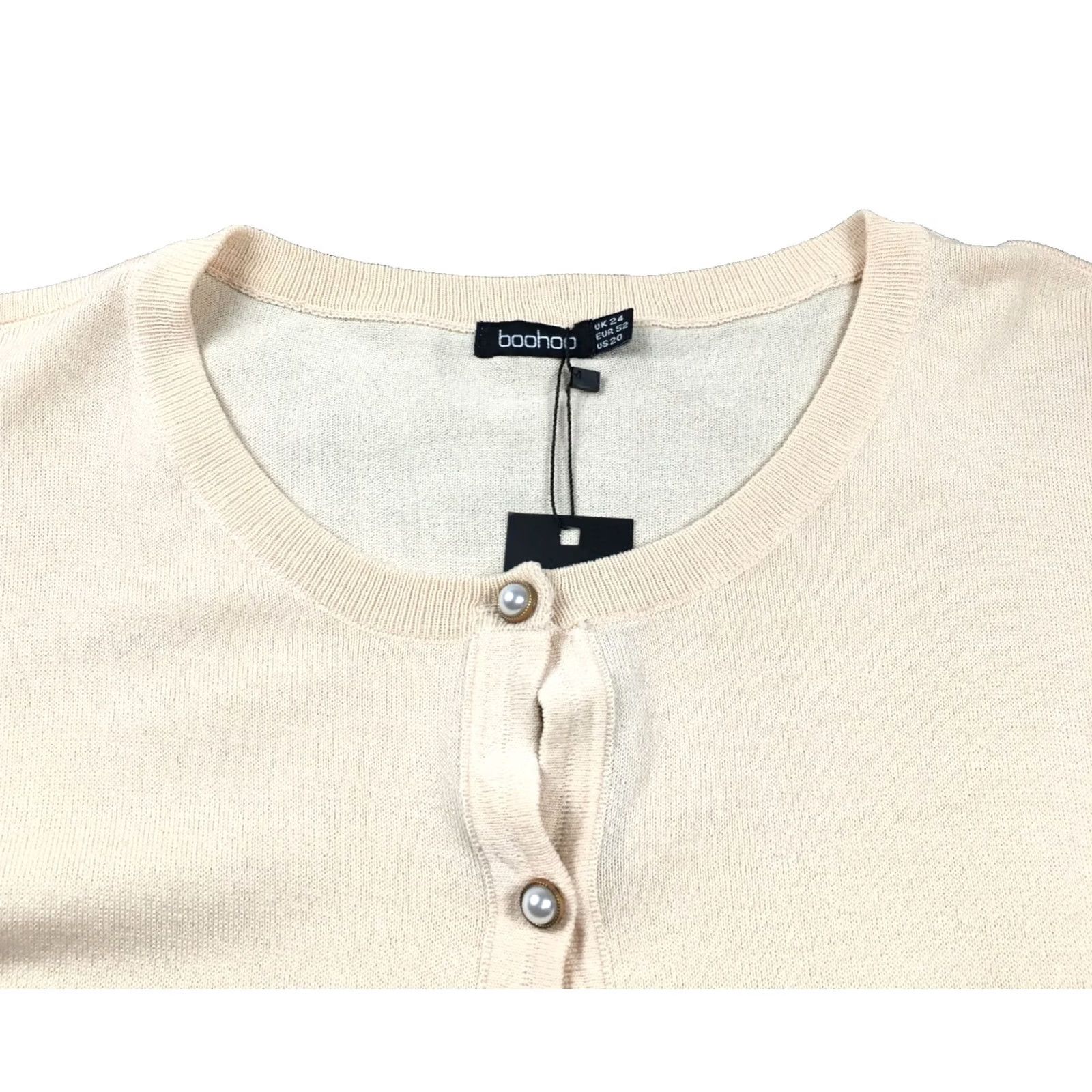 Boohoo Boohoo Womens Cardigan Sweater Sz 20 Ivory Button Up Pearl Buttons Classic NWT Size 3XL / US 20-22 - 2 Thumbnail