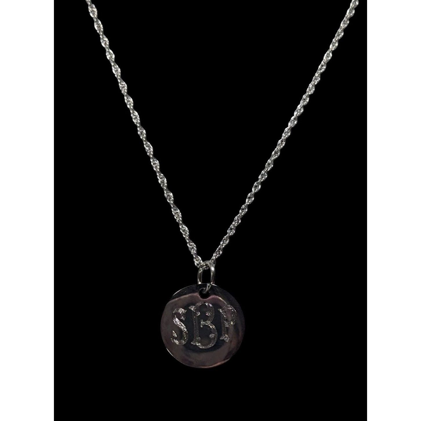 Other SBP Engraved Monogram Silver Tone Pendant Necklace Size ONE SIZE - 3 Thumbnail