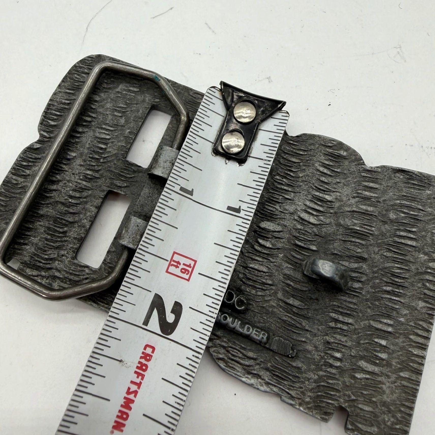 Vintage VINTAGE Roger Brass Belt Buckle Pewter Tone Men 1970s Letters Numbers & Symbols Belt Buckle Roger Mens Belt Buckle Size ONE SIZE - 4 Thumbnail