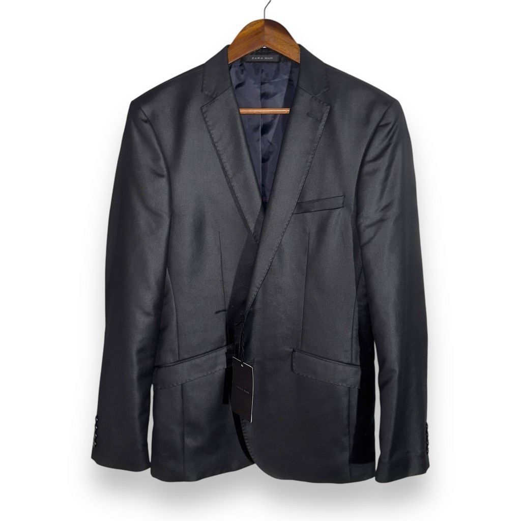 Zara NWT Zara Men’s Shiny Tuxedo Jacket Sz Size 40 Size 40R - 1 Thumbnail