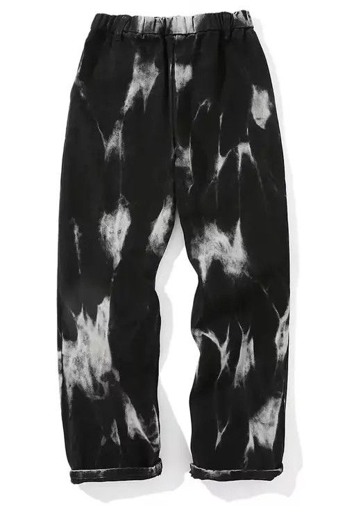 image of Tie Dye Print Style Denim Baggy Pants in Black, Men's (Size 26)