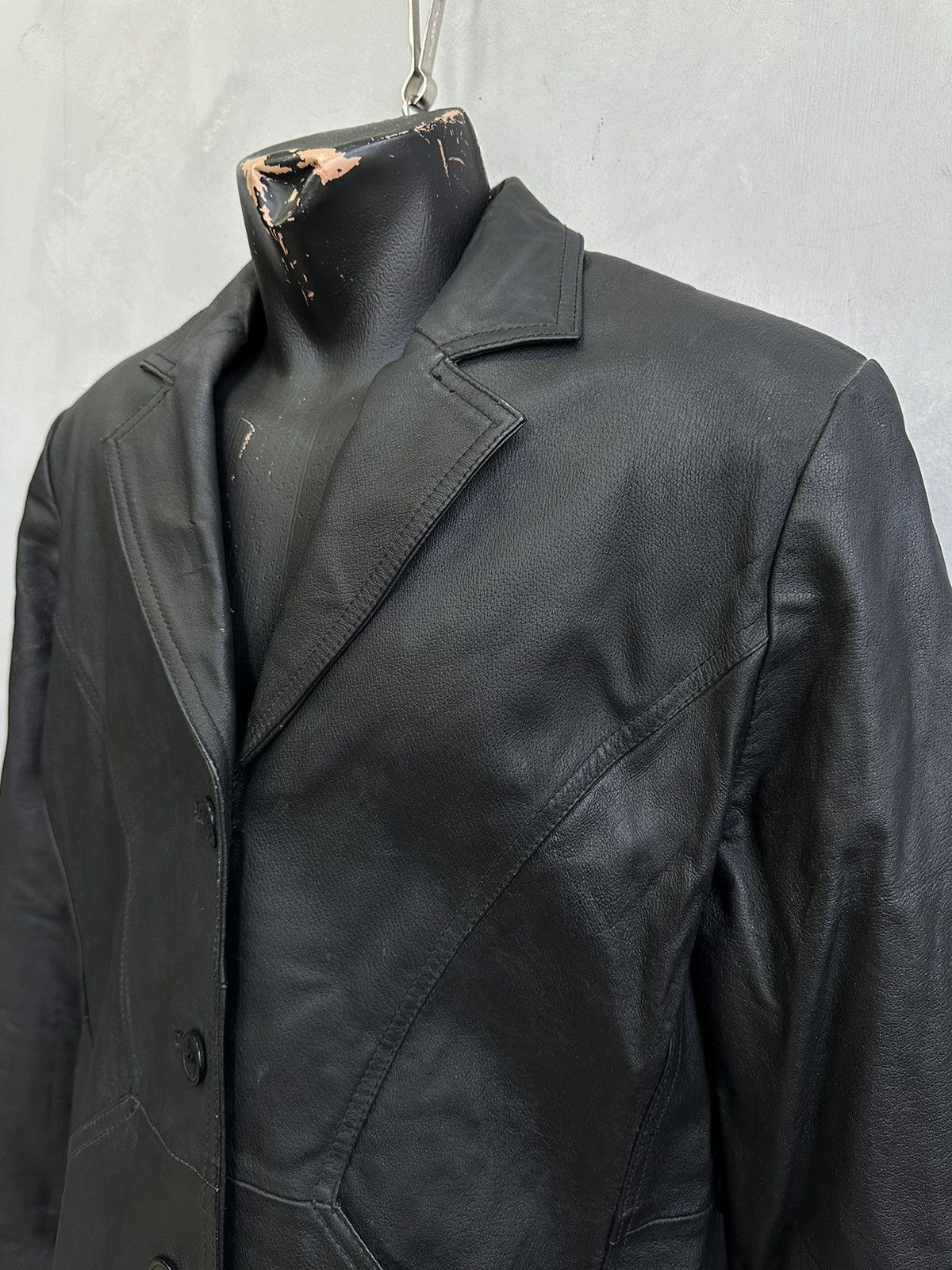 Other Vintage Leather Blazer Jacket Coat Distressed Jean Gautier Size US L / EU 52-54 / 3 - 3 Thumbnail