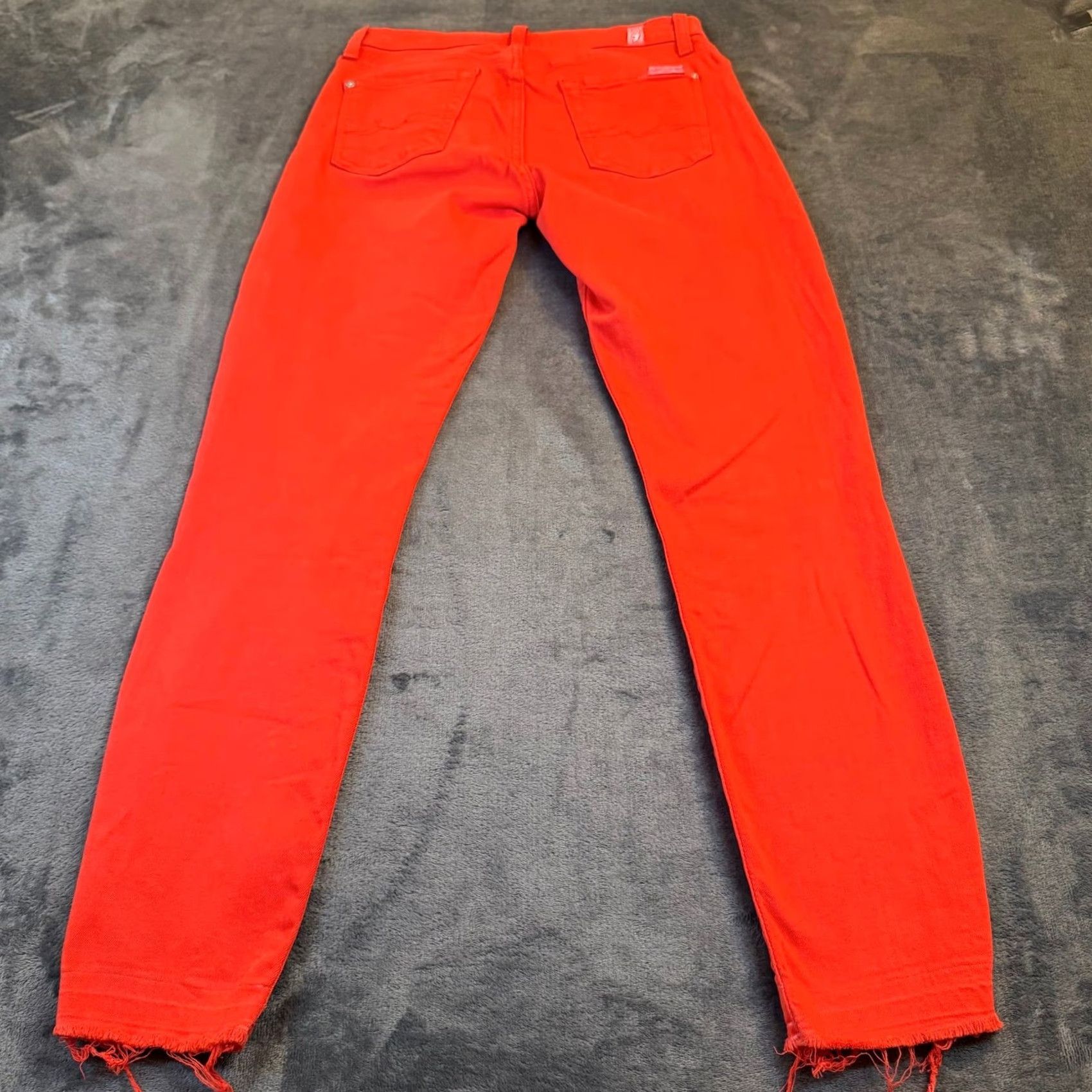 7 For All Mankind 7 For All Mankind Jeans Ankle Guinevere Skinny Red 26 Womens 27 Inseam Crop Raw Hem Stretch Pocket Cotton Spandex Denim Size 26" / US 2 / IT 38 - 4 Thumbnail