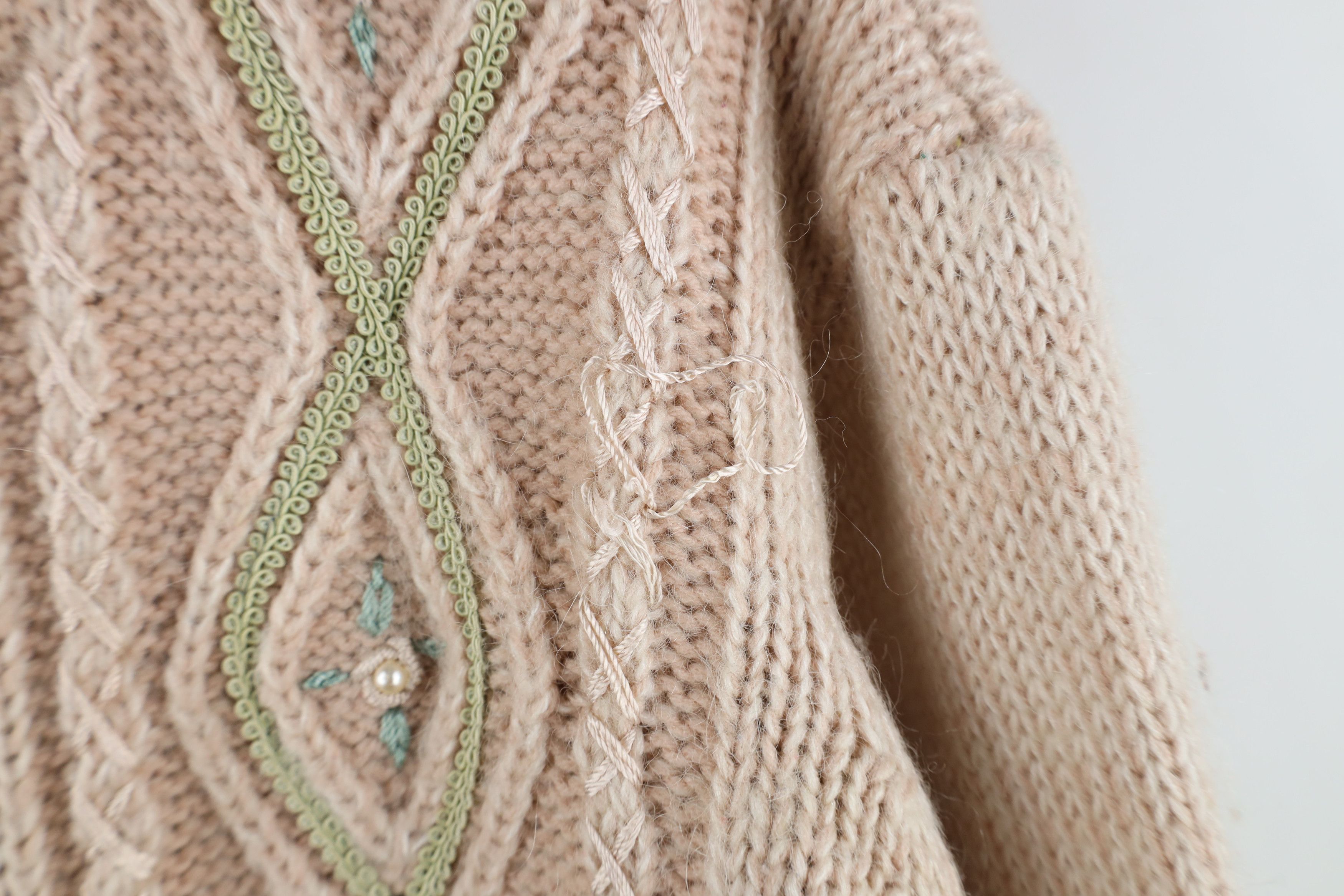 Vintage Vintage 90s Streetwear Blend Flower Knit Cardigan Sweater Size L / US 10 / IT 46 - 7 Thumbnail
