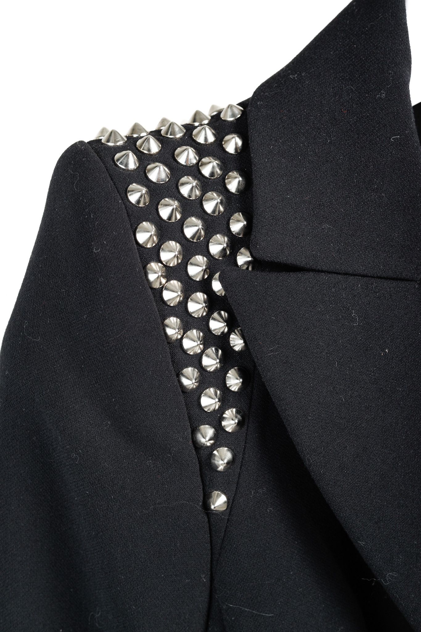 Designer Ursula H Paris Silver Studded Black Blazer Size XS / US 0-2 / IT 36-38 - 6 Thumbnail