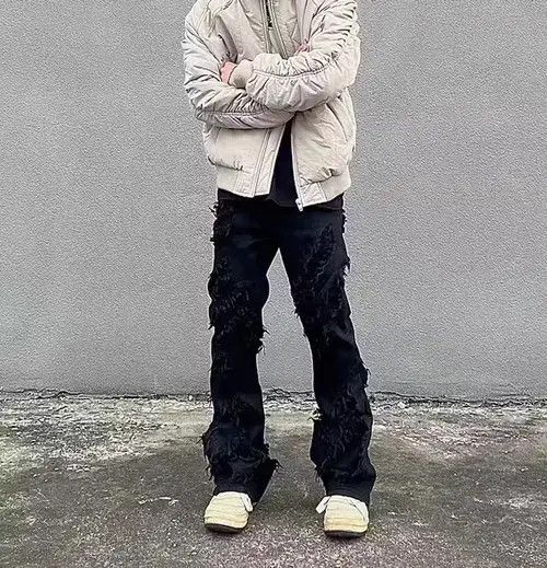 Japanese Brand × Jean High street black raw edge ripped jeans Size US 32 / EU 48 - 2 Thumbnail