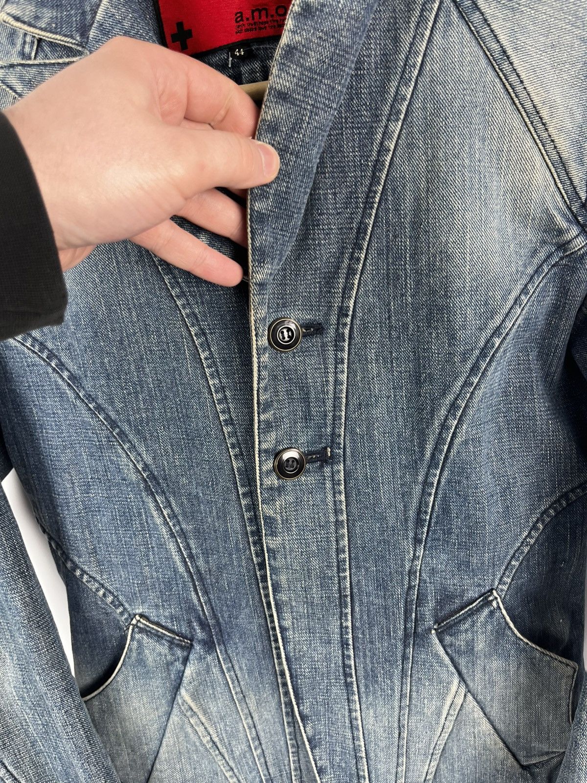 Yohji Yamamoto AMOU Sensu Design Studio avant garde denim jacket made japan Size L / US 10 / IT 46 - 3 Thumbnail