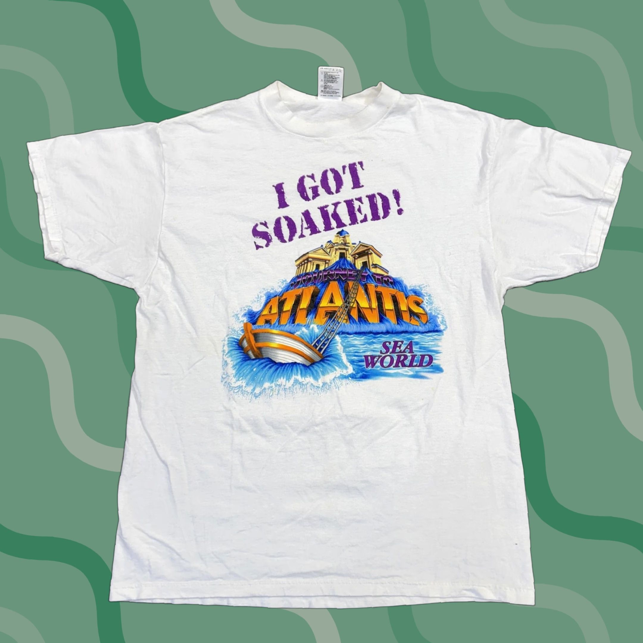 Tultex VINTAGE Tultex Sea World Atlantis Shirt Mens XL White I Got Soaked Graphic 90s Size US XL / EU 56 / 4 - 1 Thumbnail