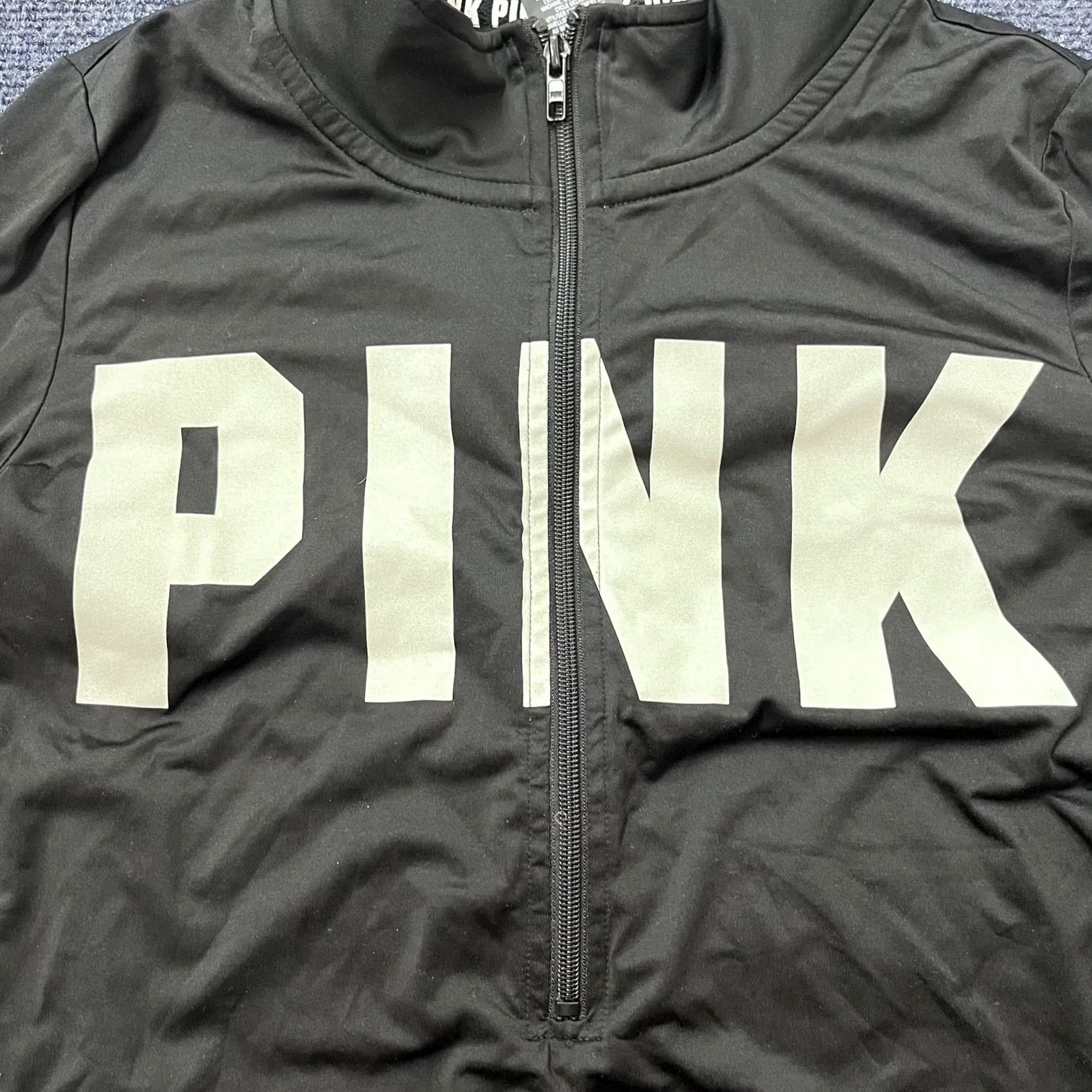 Pinko PINK Victoria's Secret Pullover Womens M Black 1/4 Zip Long Sleeve Ultimate Mock Neck Performance/Activewear Size M / US 6-8 / IT 42-44 - 3 Thumbnail