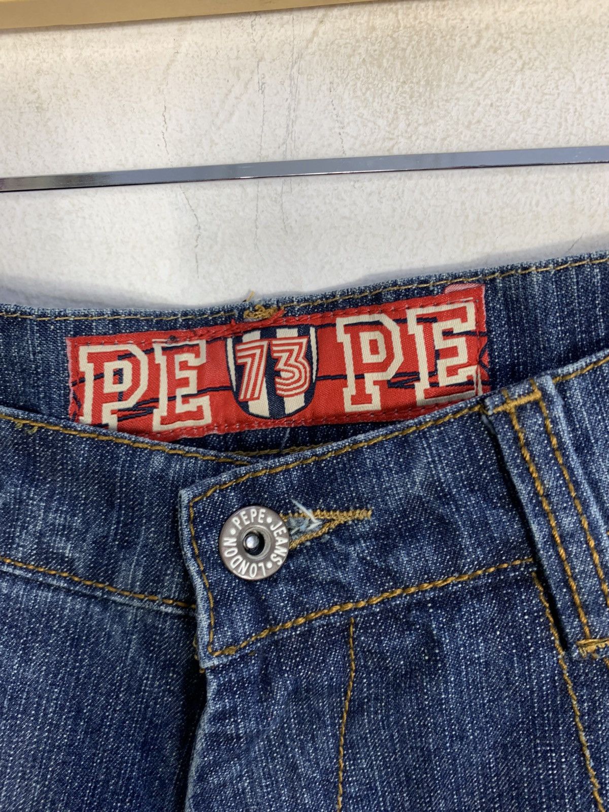 Pepe Jeans Pepe Art Indigo Embroidery Stitching Baggy Straight Cut Size US 35 - 6 Thumbnail
