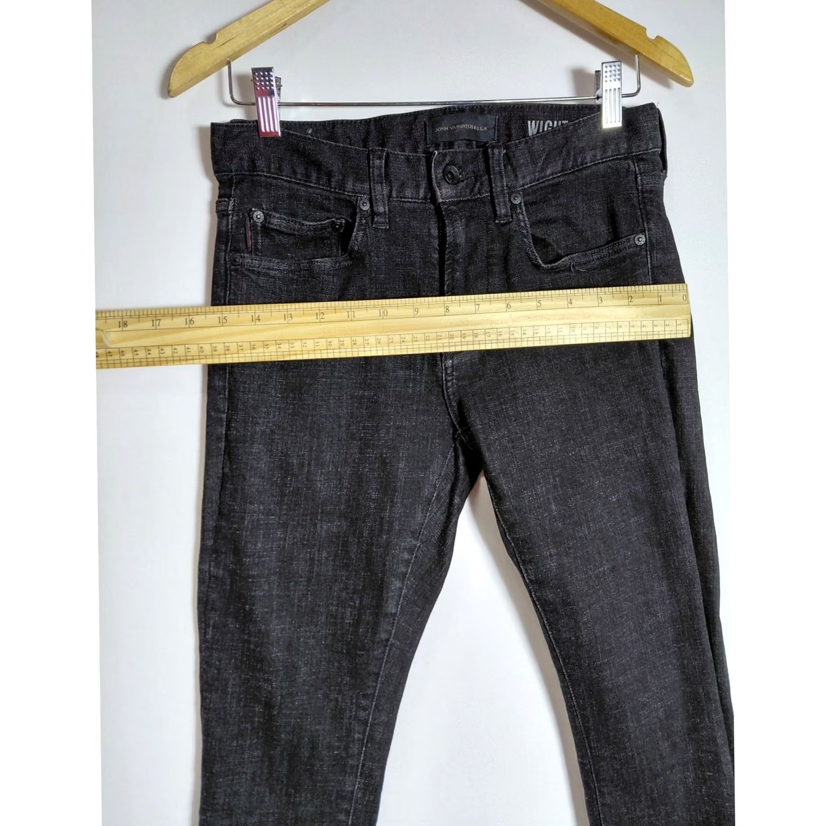 John Varvatos JOHN VARVATOS U.S.A Jeans Wight Skinny Straight Black Men Size 29 31 Inseam Stretch Cotton Blend Button Fly Denim Vintage No Mens Size US 29 - 6 Thumbnail