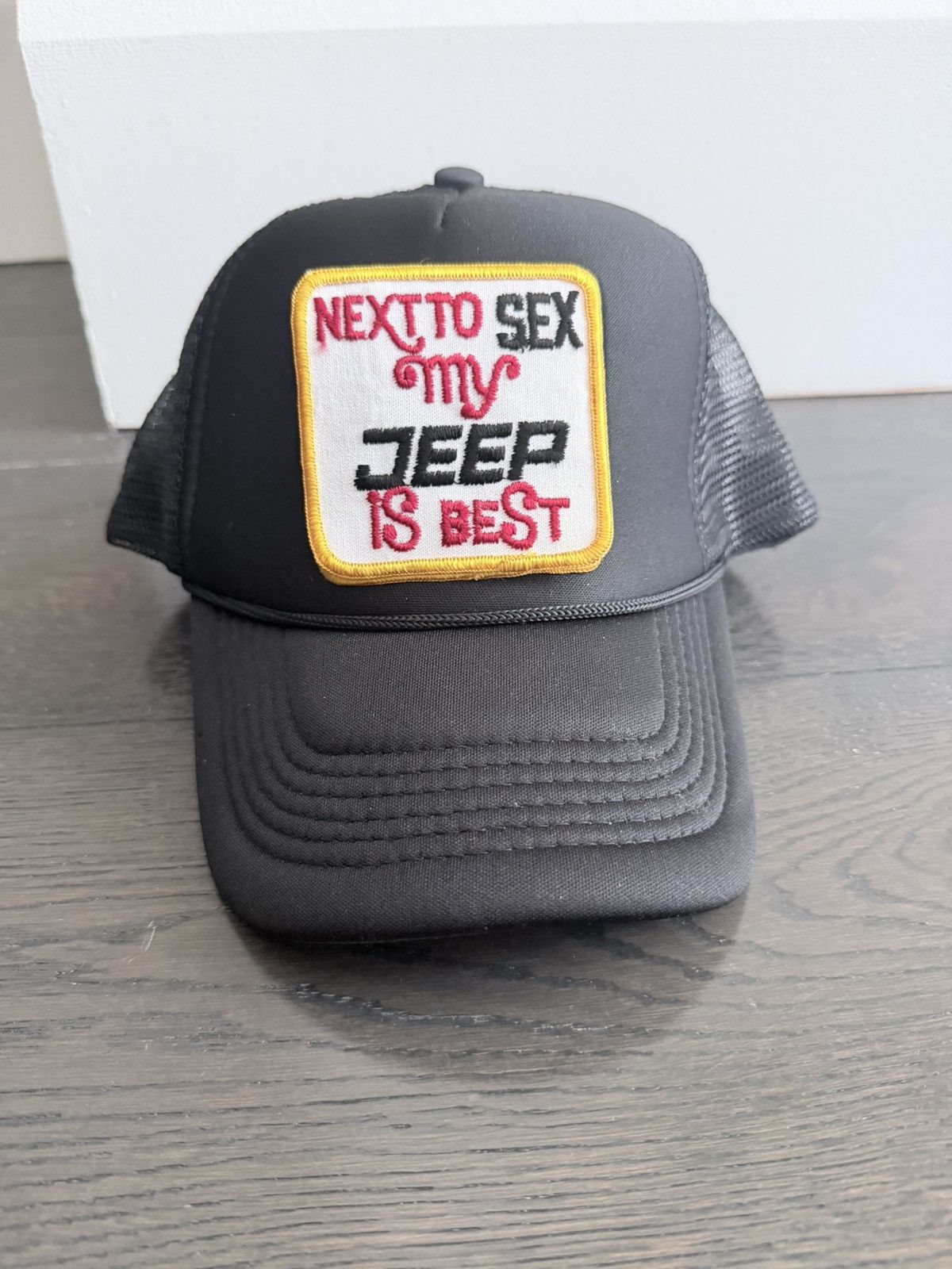 Other Vintage Jeep Patch on New Black Trucker Hat Size ONE SIZE - 2 Thumbnail