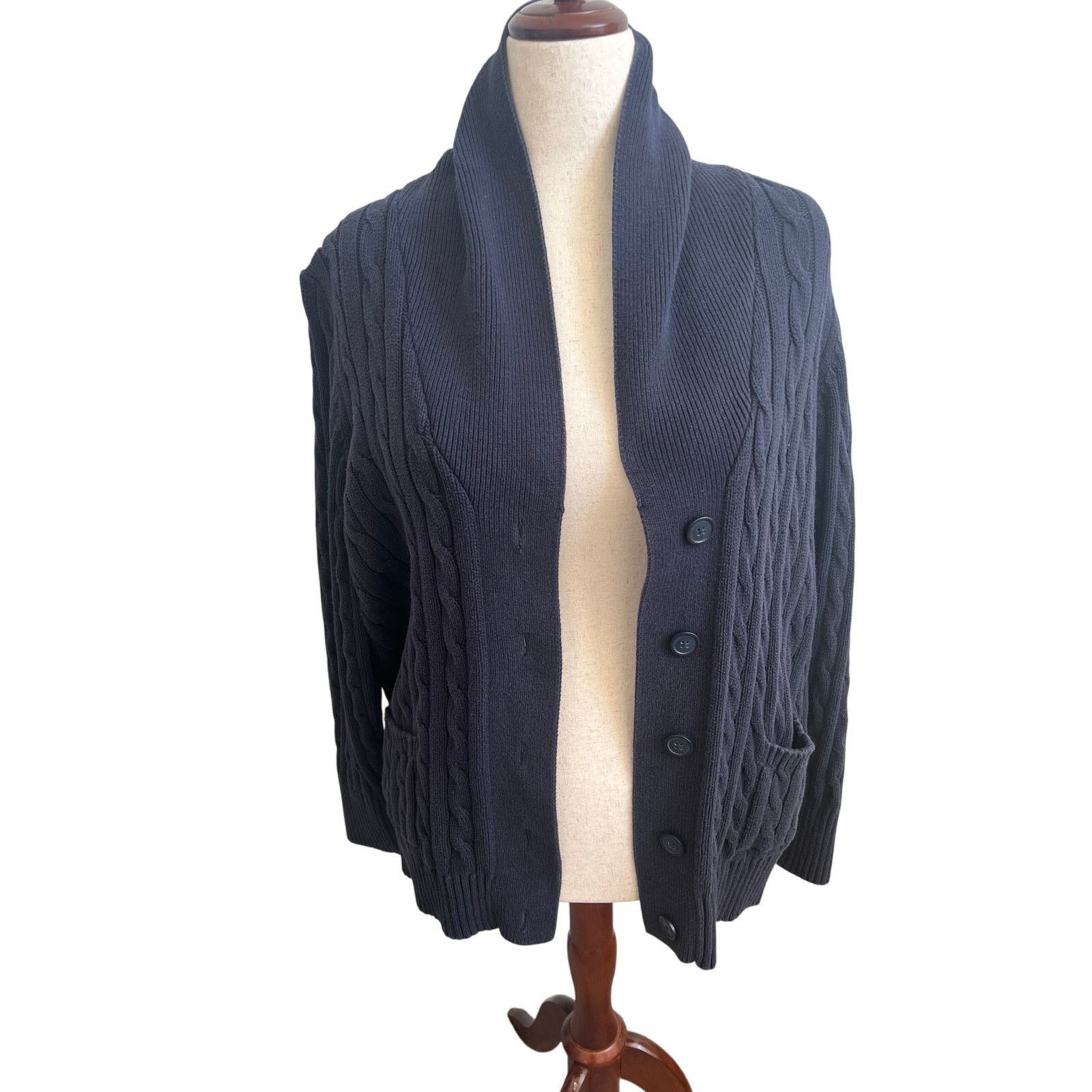 St. Johns Bay St John’s Bay Cable Knit Long Sleeve Cardigan Sweater 1X Size XL / US 12-14 / IT 48-50 - 1 Thumbnail