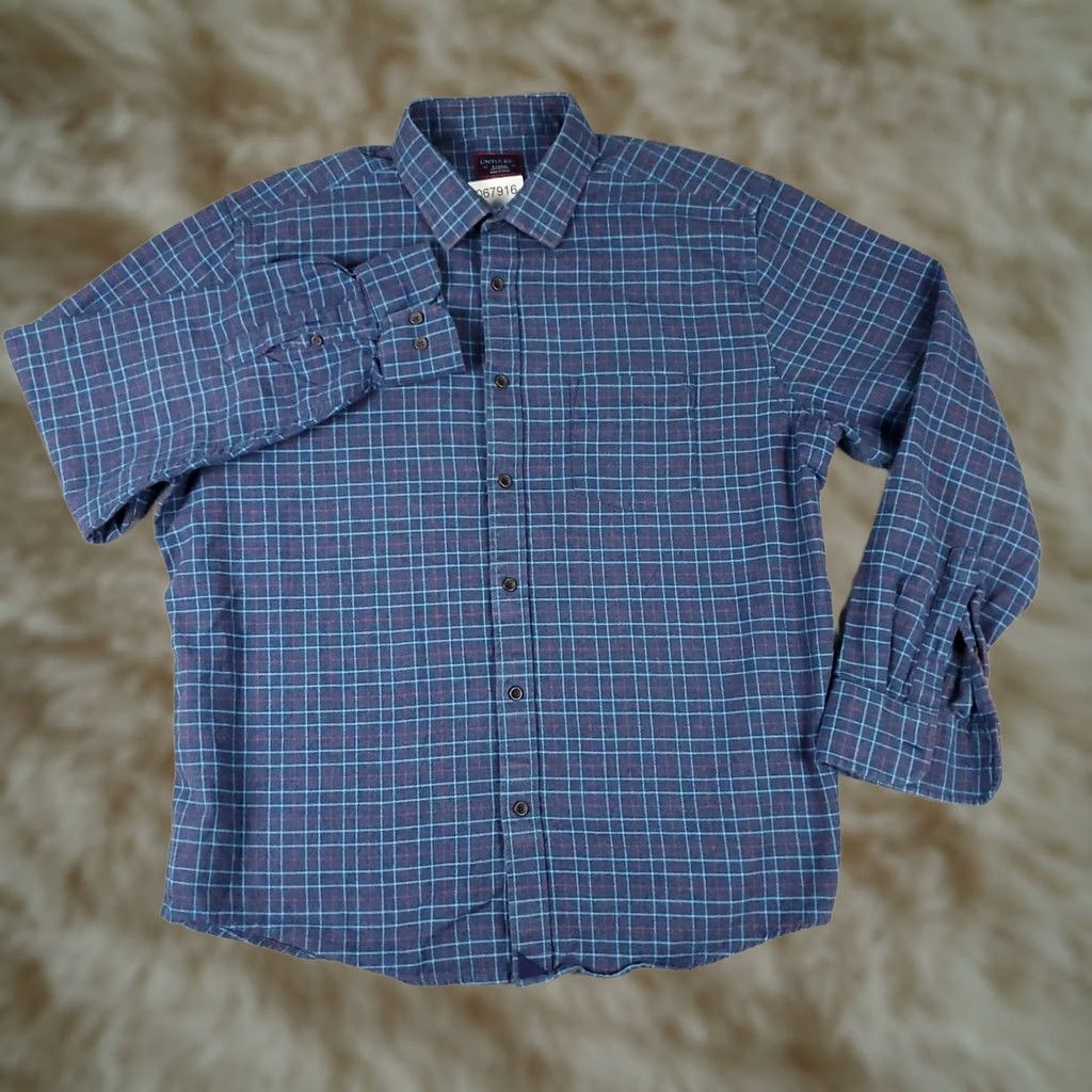 UNTUCKit UNTUCKit Shirt Mens XL Blue Check Flannel Button Up Long Sleeve Size US XL / EU 56 / 4 - 1 Thumbnail