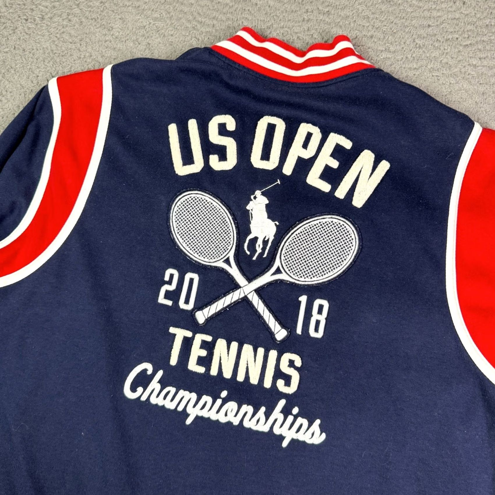 Polo Ralph Lauren Polo Ralph Lauren Varsity Jacket US Open 2018 Mens L Navy Red Embroidered P Wing Size US L / EU 52-54 / 3 - 7 Thumbnail