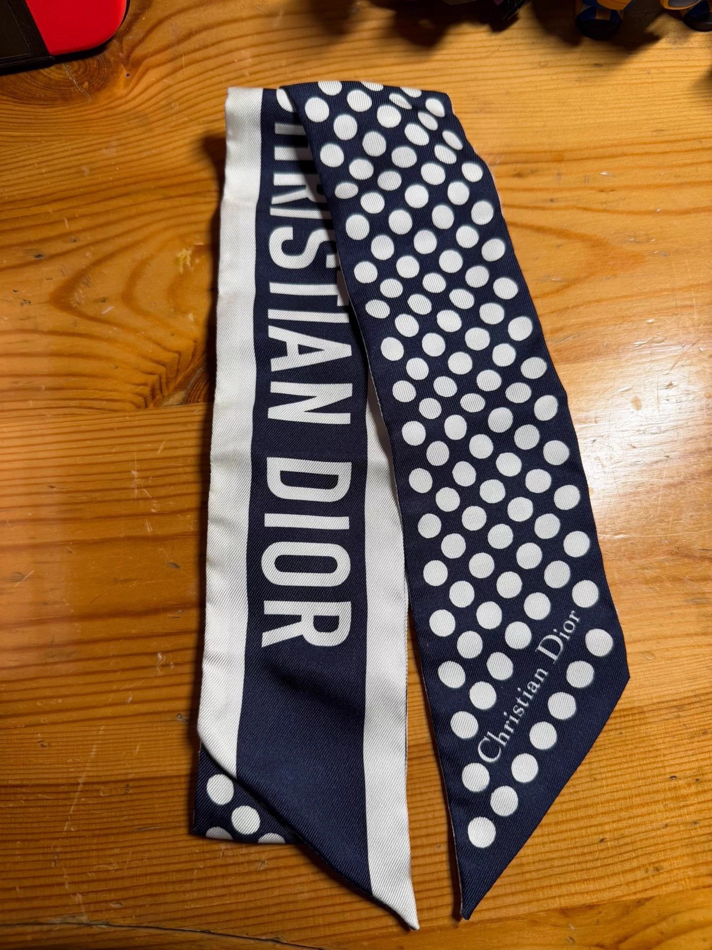 Dior Dior polka dot silk ribbon navy blue & white new with box Size ONE SIZE - 2 Thumbnail