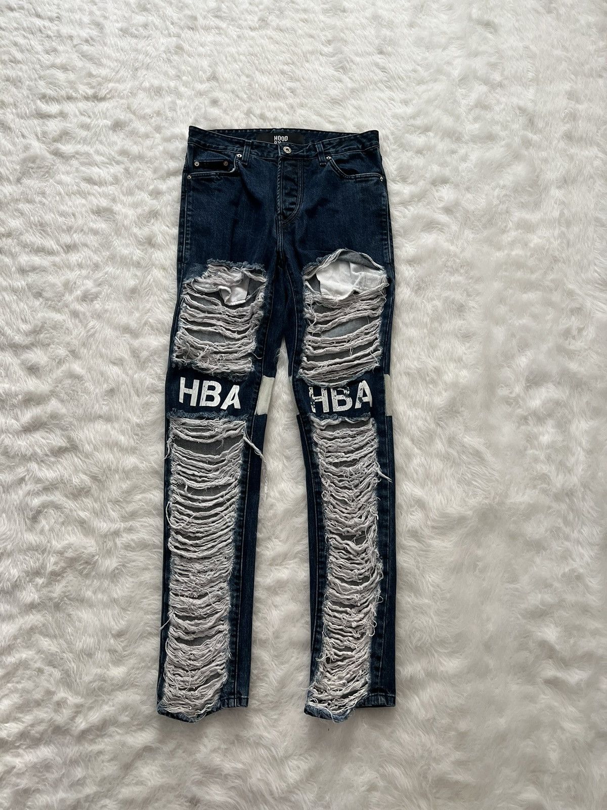 image of Hood By Air Shredded Jeans in Blue, Men's (Size 30)