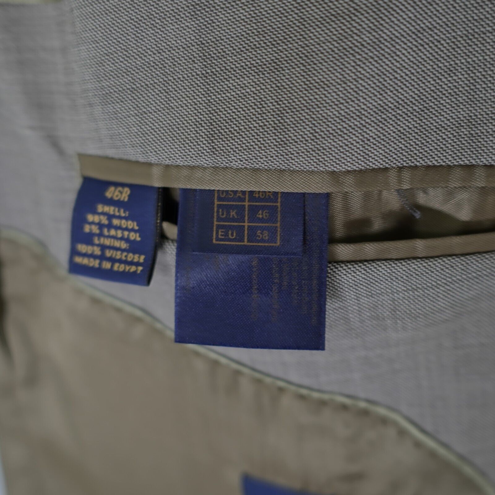 Brooks Brothers DAMAGED Brooks Brothers 346 Stretch Wool Beige Sharkskin 44R Size 44R - 10 Thumbnail