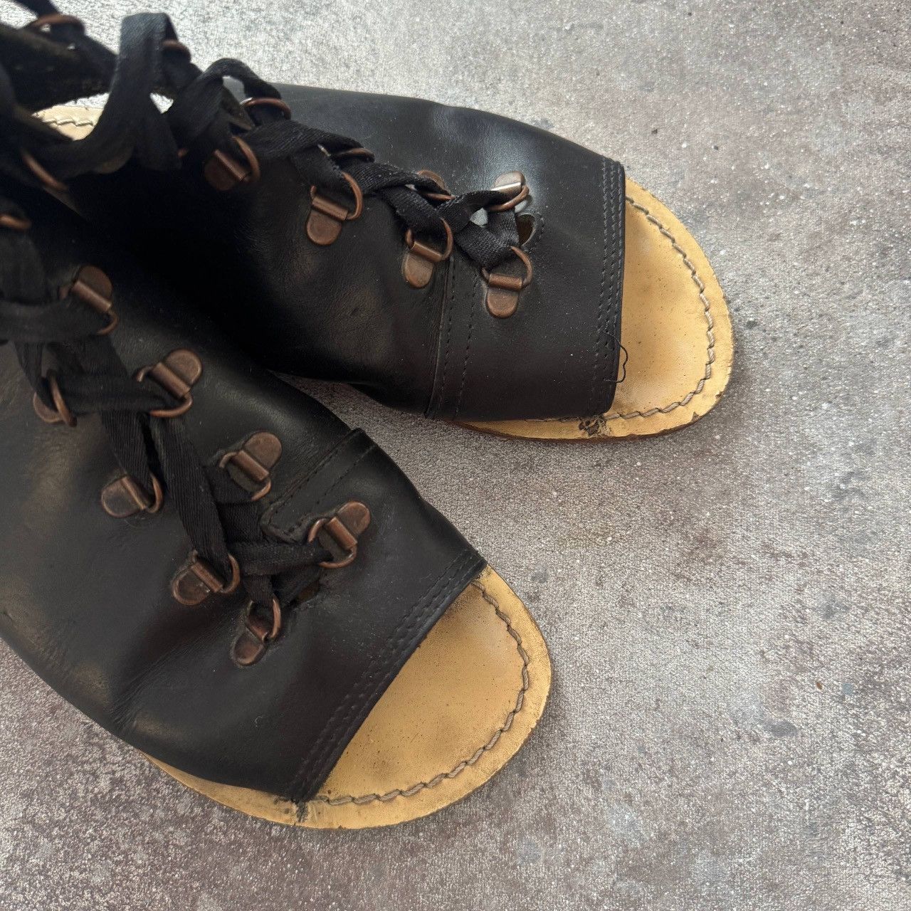 Diesel Diesel Vintage Black Leather Gladiator Sandals Size US 8 / IT 38 - 9 Thumbnail