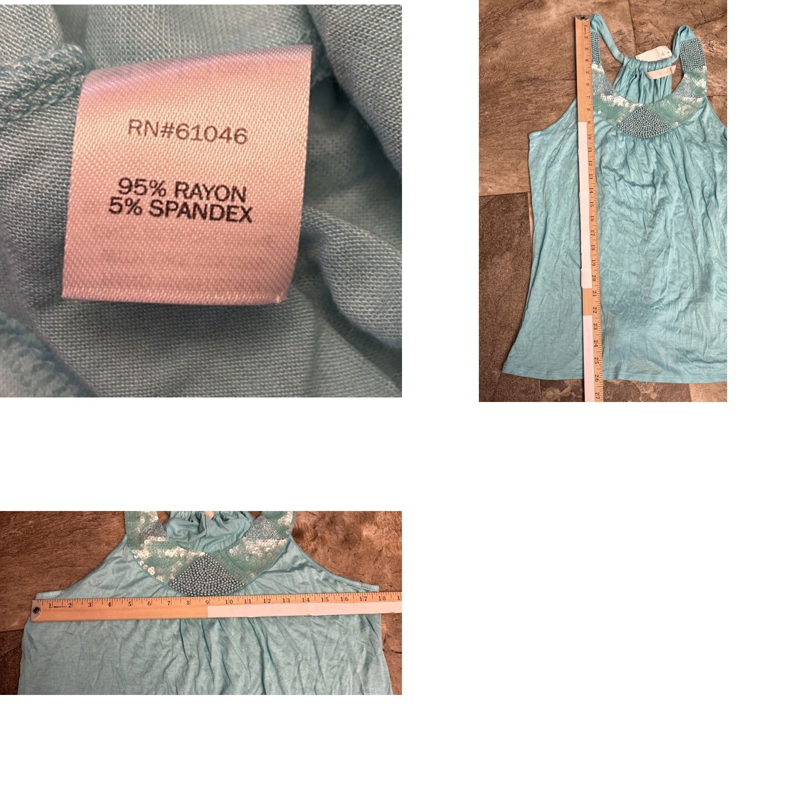 Bell NWT Vanity Tank Top L Ocean blue Beaded Sequin Scoop Neck Sleeveless Rayon Spandex Women's Regular Tank NWT Vanity Ocean blue L Beaded Sequin Size L / US 10 / IT 46 - 8 Thumbnail
