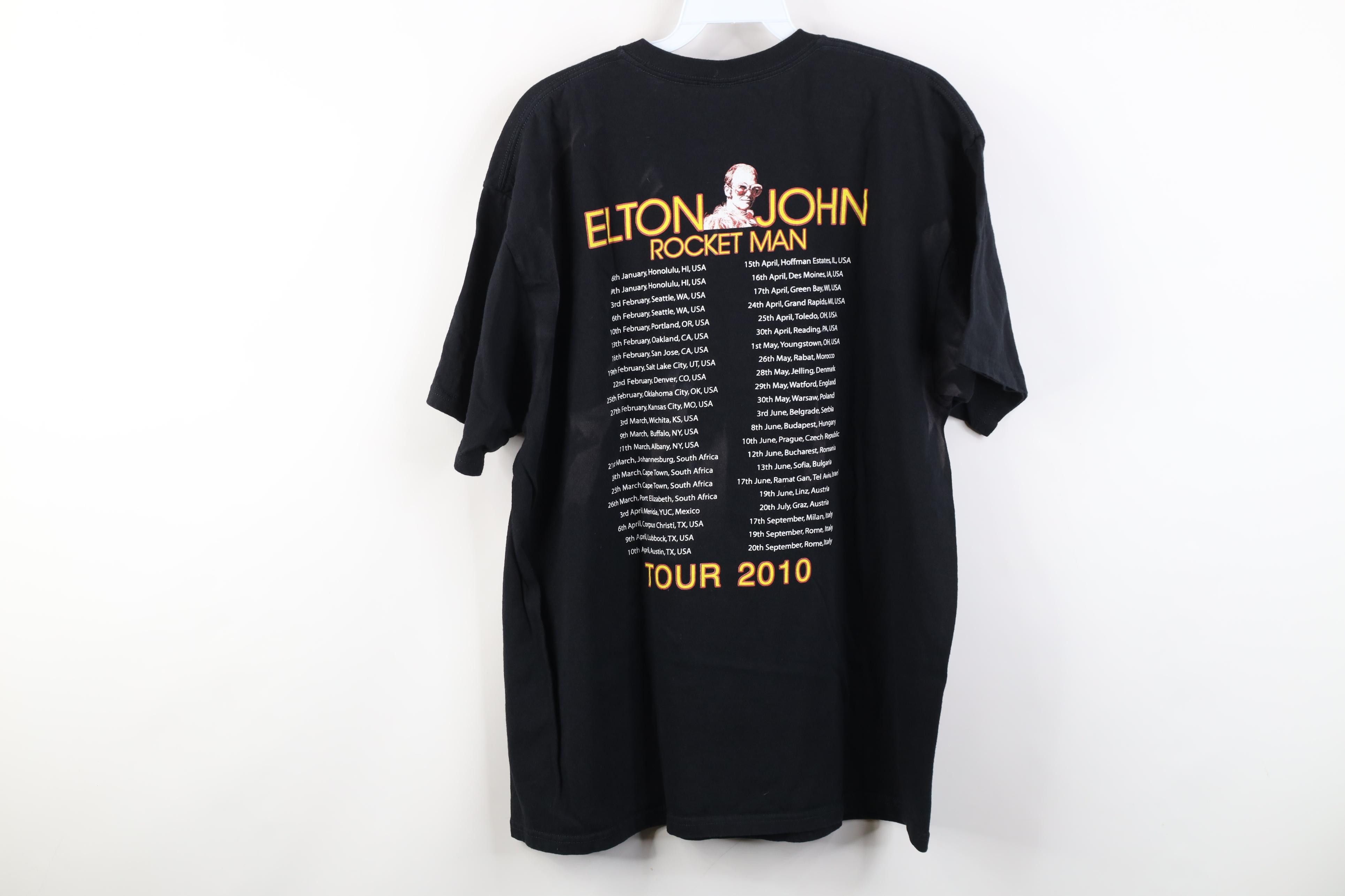 Vintage Y2K 2010 Tour Rocket Man Elton John Band T-Shirt Cotton Size US XL / EU 56 / 4 - 14 Thumbnail